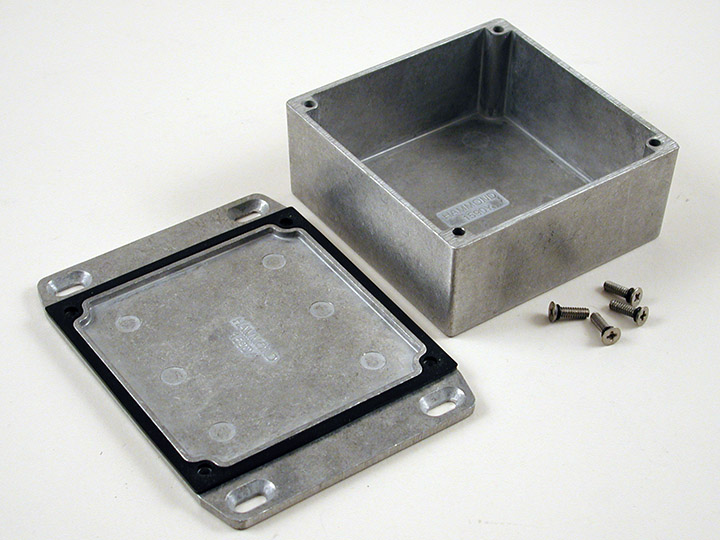 1590WYFL natural diecast aluminum watertight enclosure with wall-mounting flanged lid