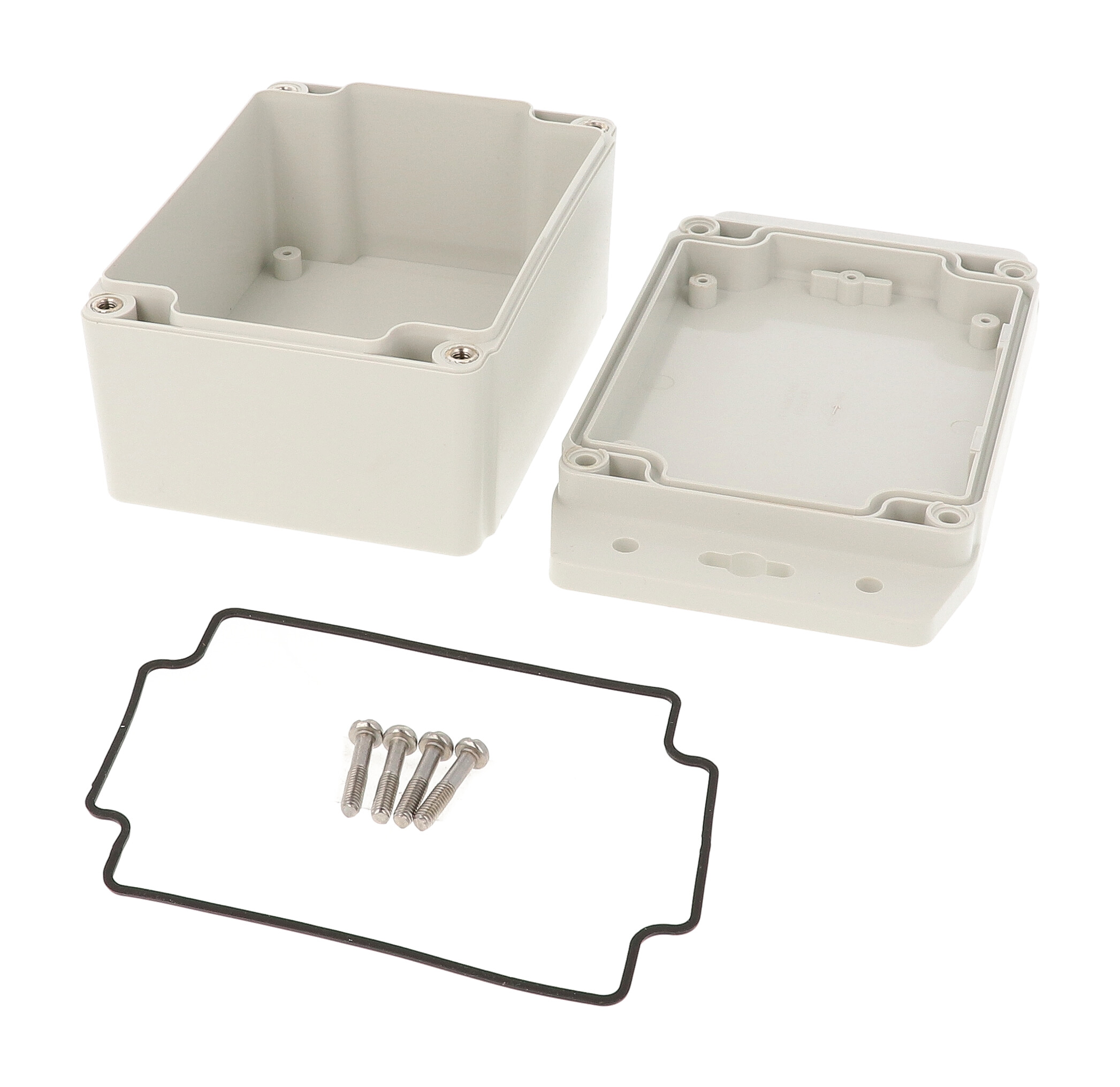 1555FF42GY light grey ABS flanged deep enclosure, 120 x 90 x 63 mm