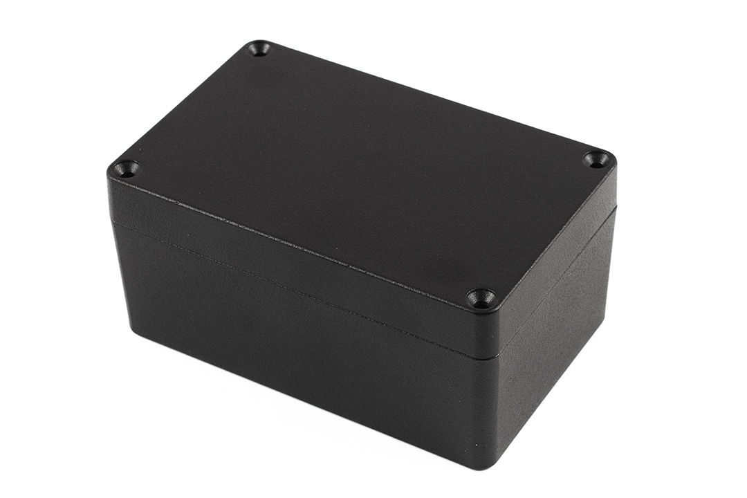 1590Z120BK textured black diecast aluminum enclosure, 125 x 80 x 59 mm