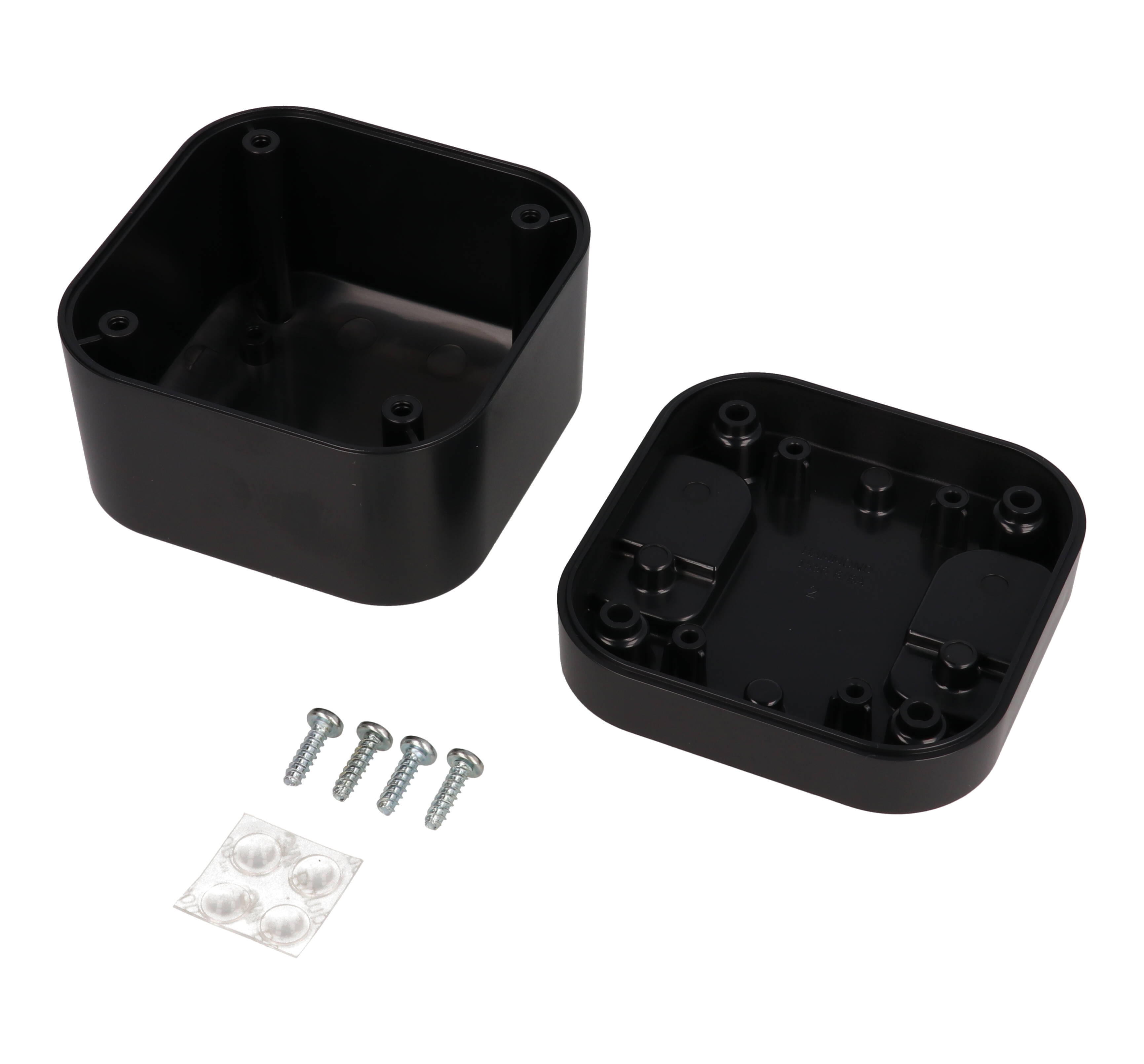 1556BABK black flame retardant ABS desktop and wall mount enclosure, 80 x 80 x 60 mm