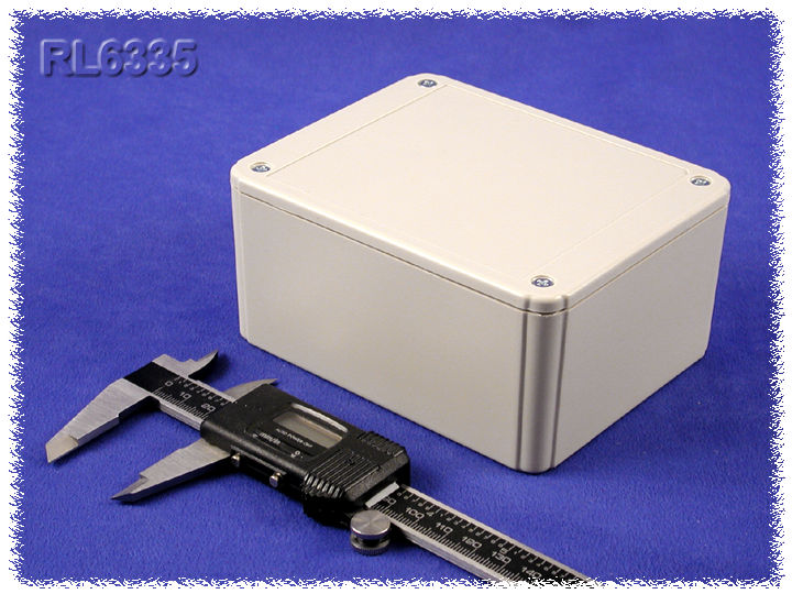 RL6335 light gray ABS plastic project enclosure, 125 x 100 x 60 mm, with shallow lid, no mounting flanges