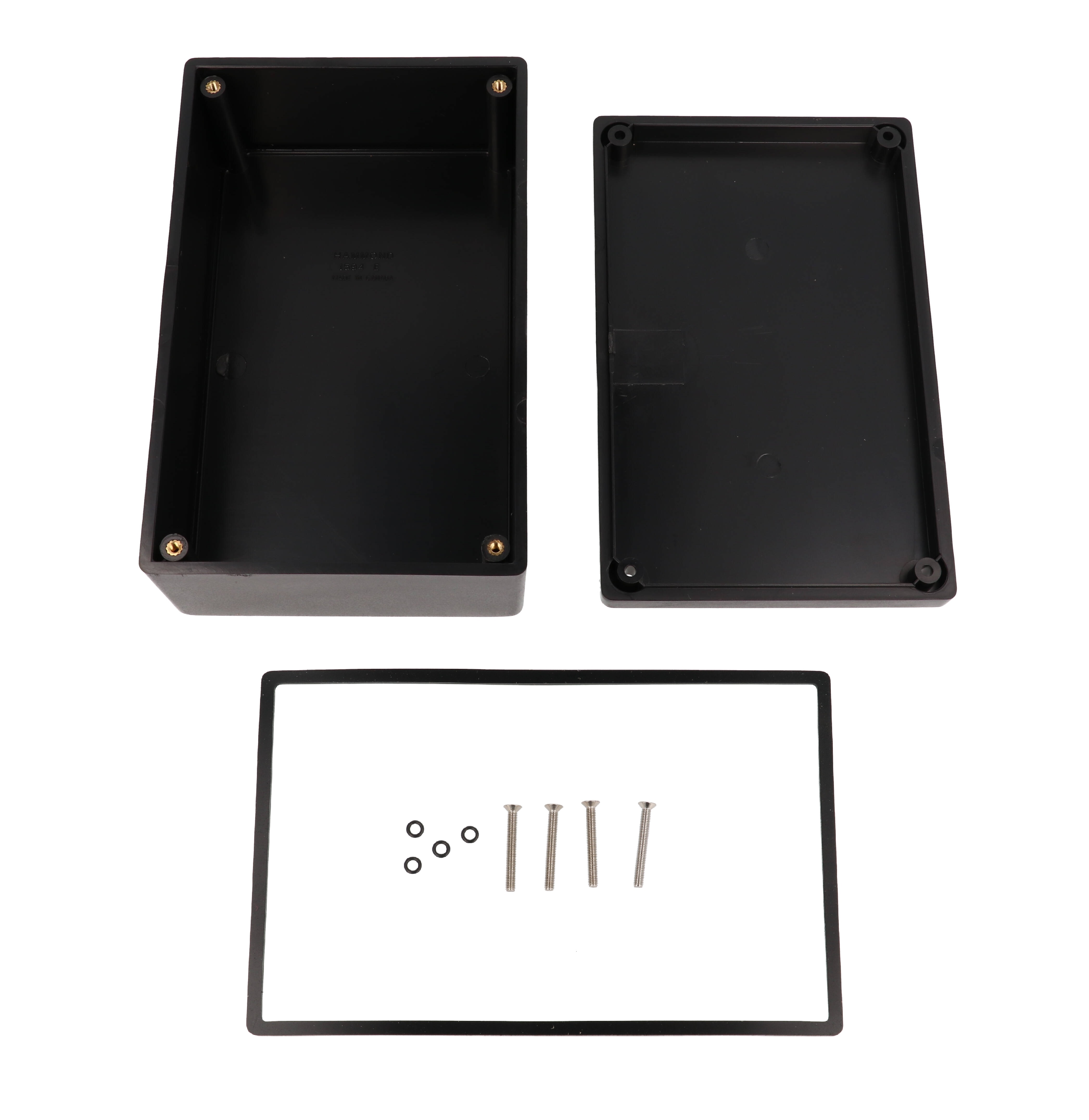 1594EWBK black water-tight flame retardant ABS enclosure with lid, 167 x 107 x 65 mm