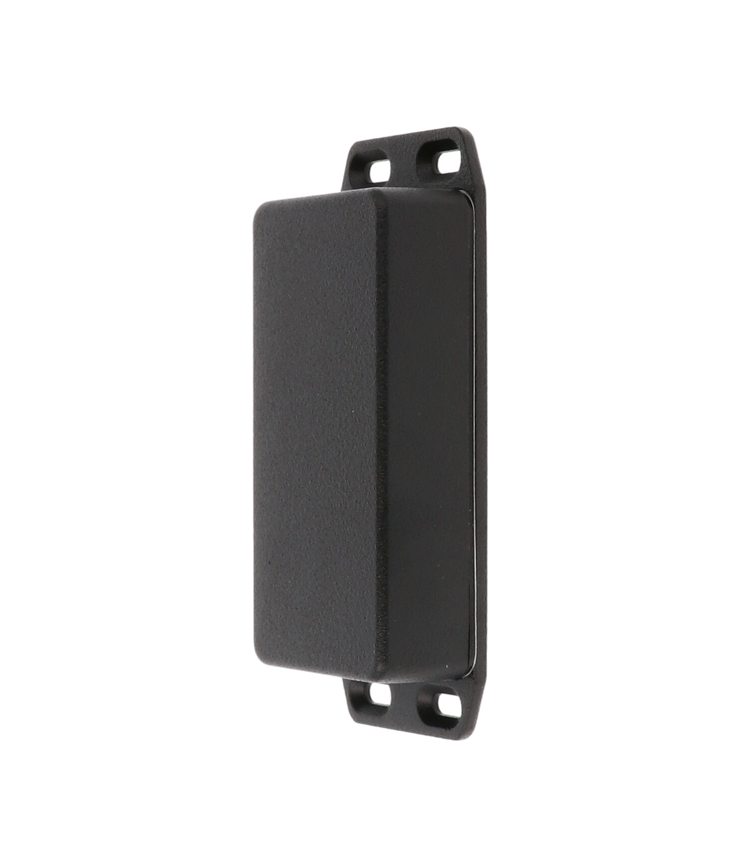 1590WGFLBK black textured IP65 watertight diecast enclosure, 100 x 50 x 25 mm, with flanged lid
