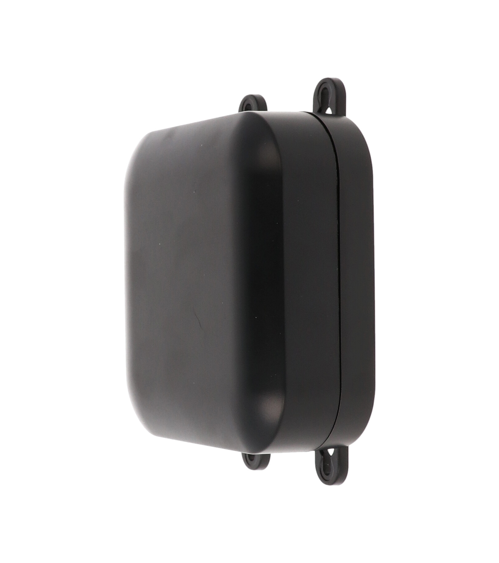 1557DBK black ABS low-profile watertight enclosure, 120 x 120 x 45 mm, with four lid screws