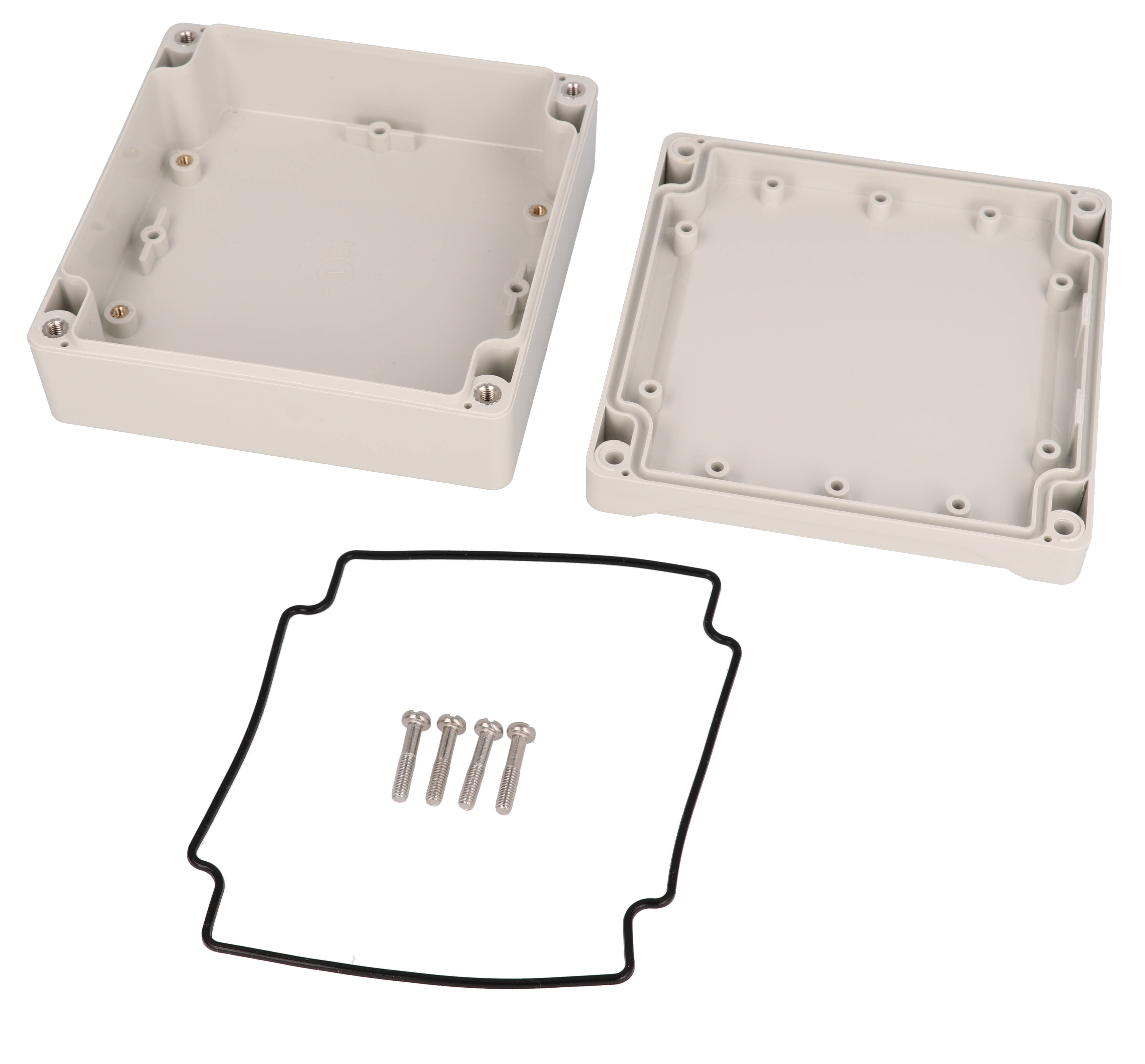 1555NLGY low-profile light gray ABS enclosure, 120 x 120 x 45 mm, with styled lid