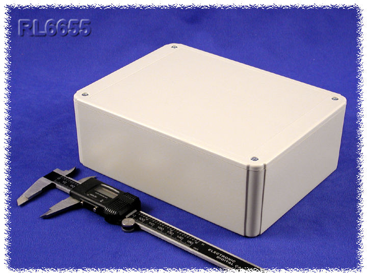 RL6655 light gray ABS shallow-lid project enclosure, 200 x 150 x 70 mm