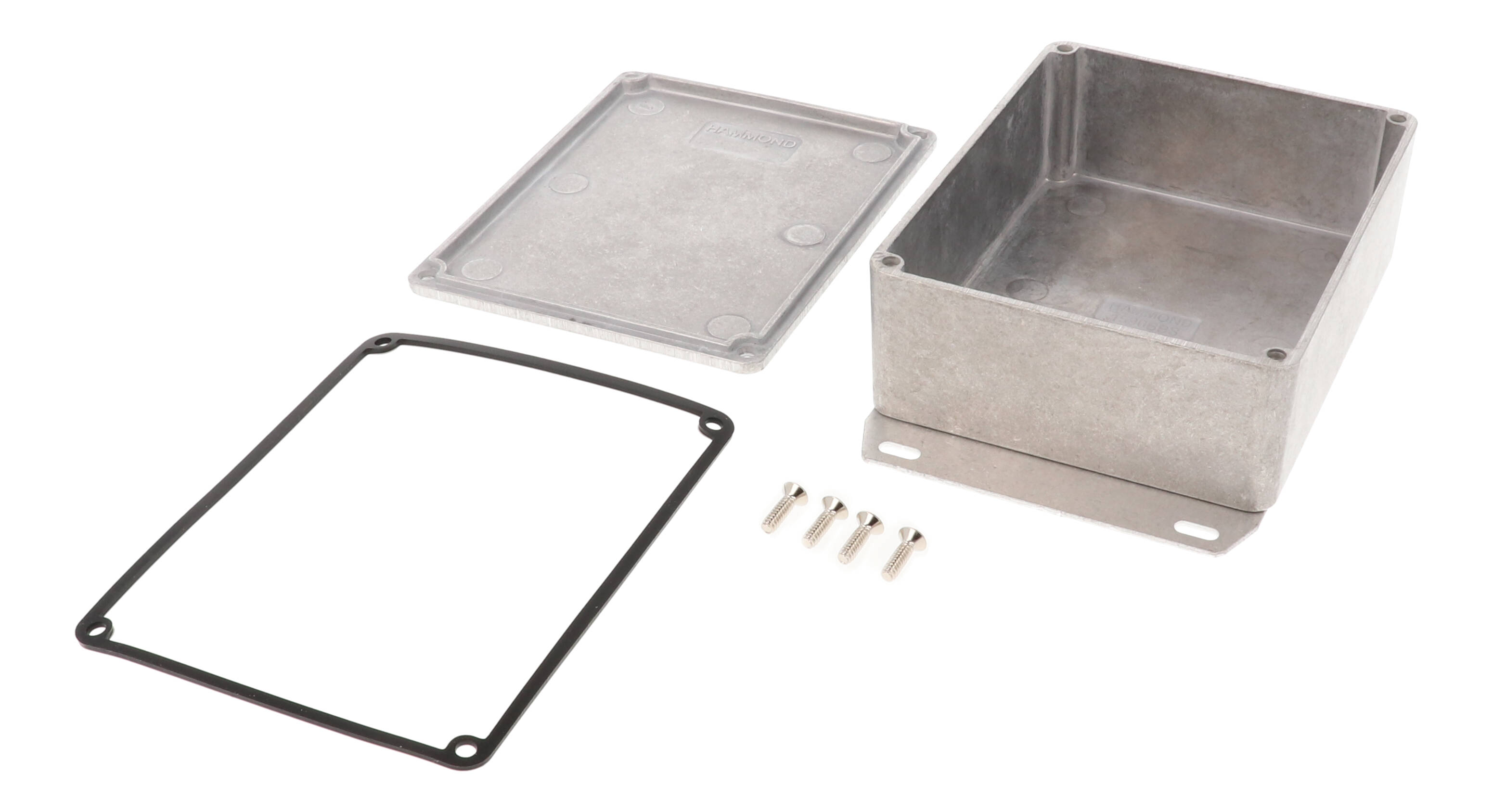 1590WBBSF natural aluminum water-tight diecast enclosure with welded flanged bottom plate