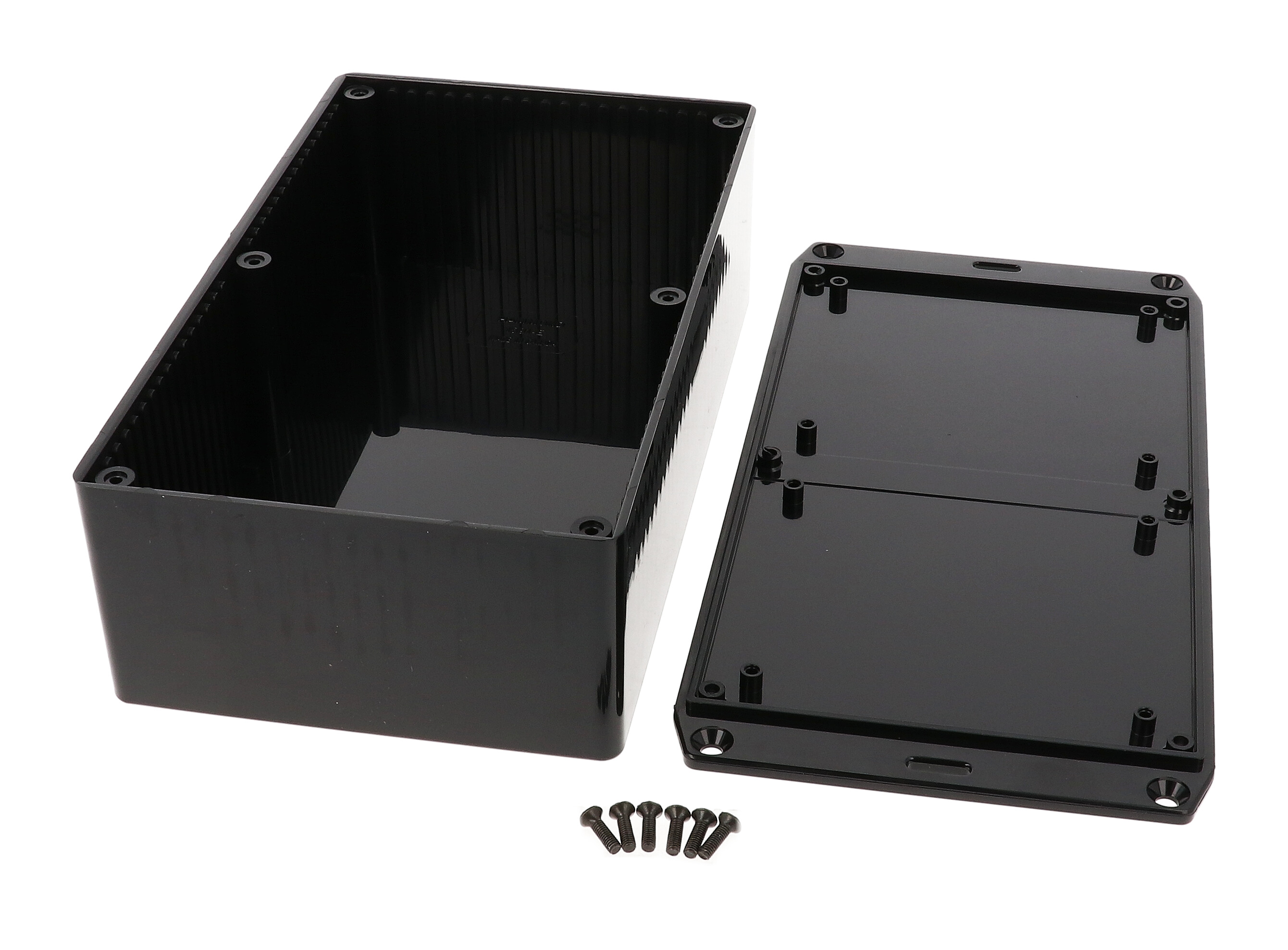 1591ESFLBK black general purpose ABS enclosure with flanged lid for wall mounting