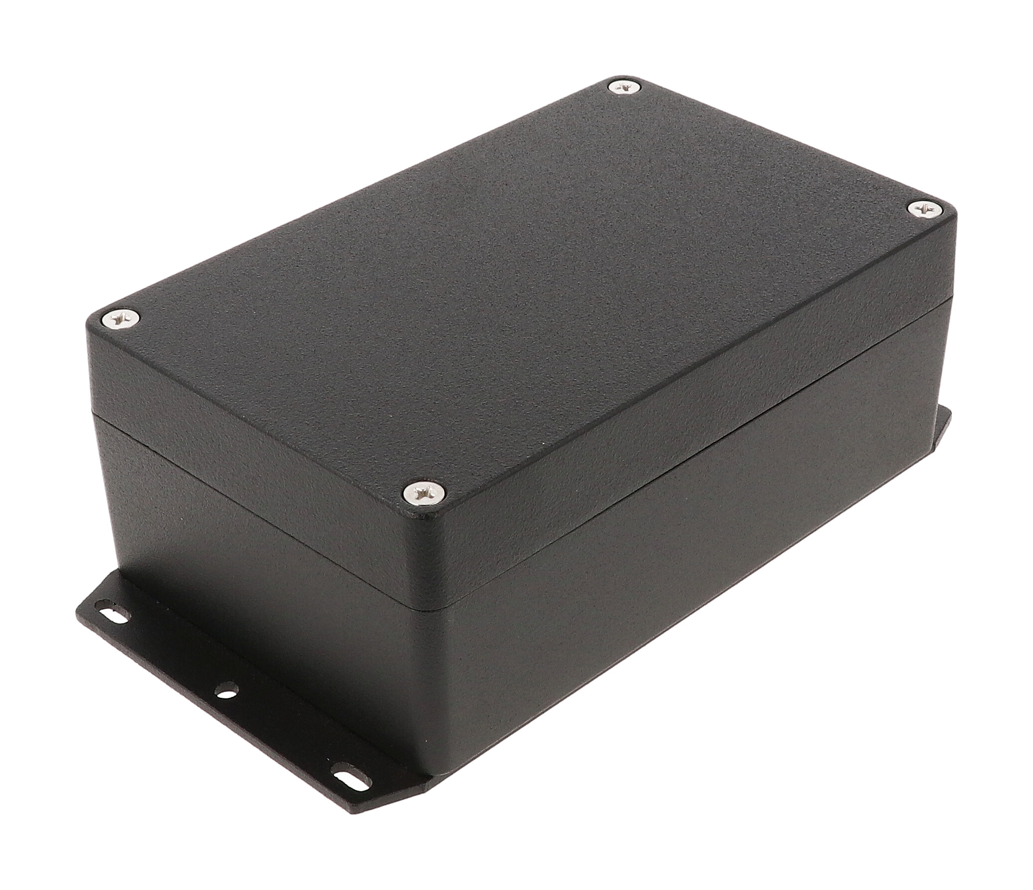 Hammond 1550Z116FBK black textured diecast aluminum watertight enclosure with welded mounting flange