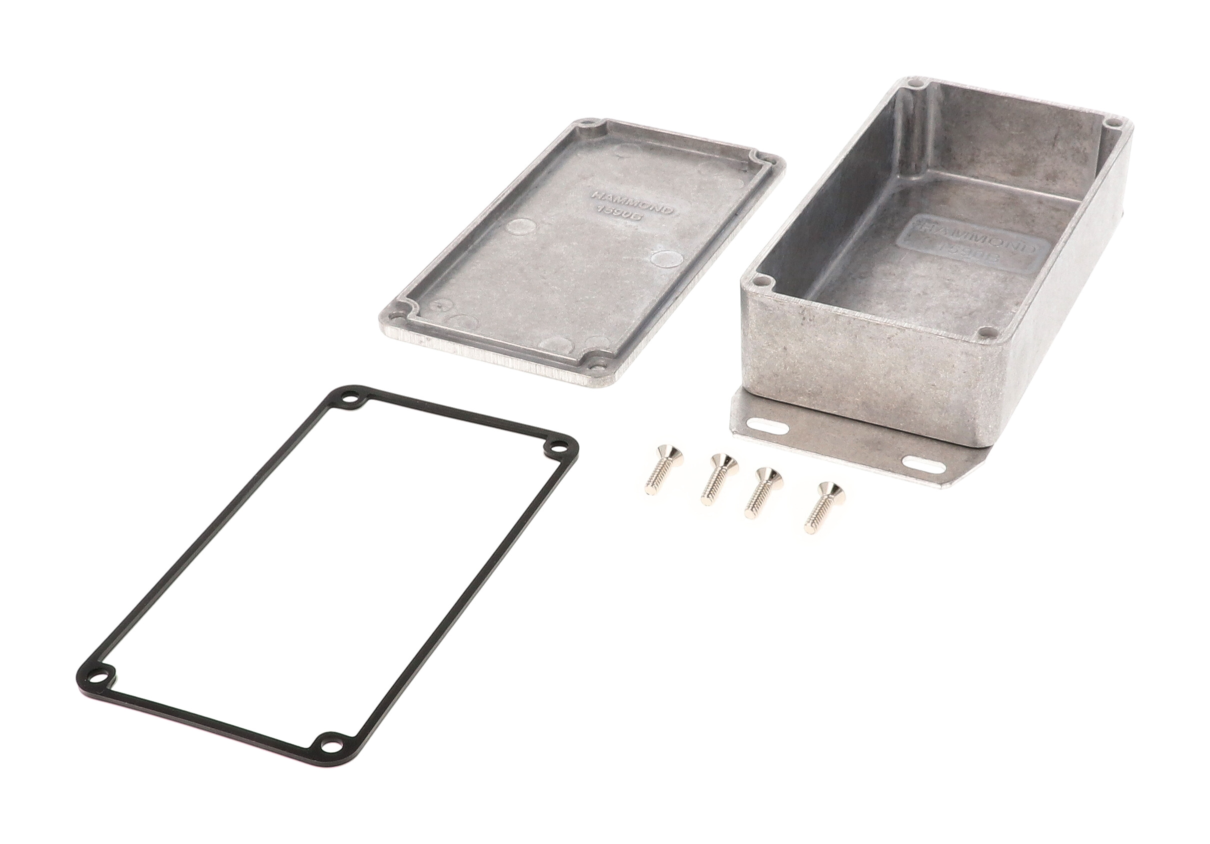 1590WBF natural aluminum water-tight diecast enclosure with welded flanged bottom plate