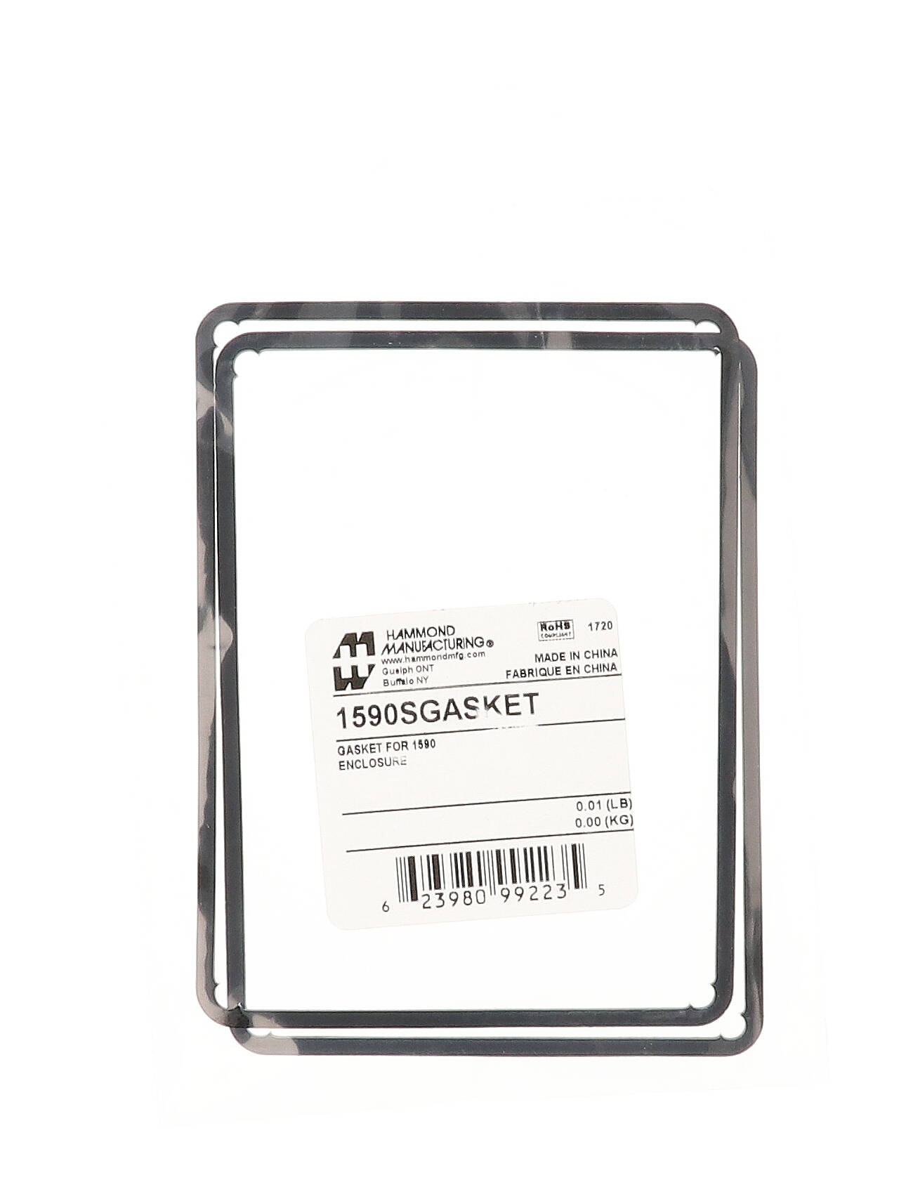 1590SGASKET silicone gasket kit, two pre-formed adhesive-backed gaskets for 1590S enclosures
