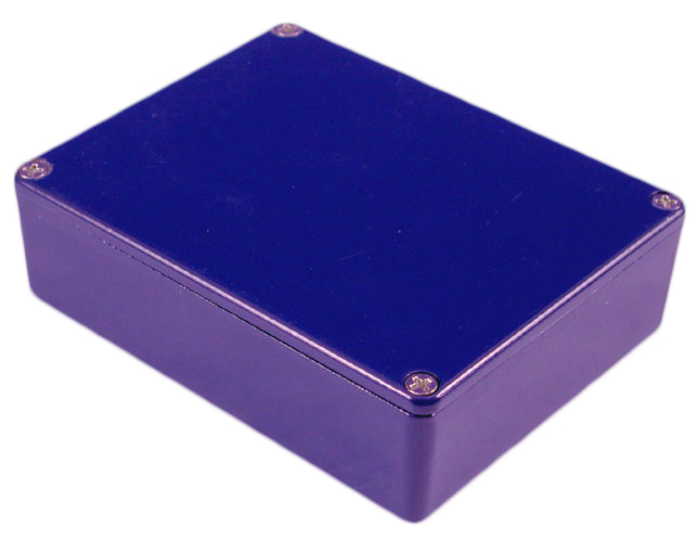 1590BBCB cobalt blue powder coated diecast aluminum stomp box enclosure, 120 x 94 x 34 mm, with lid