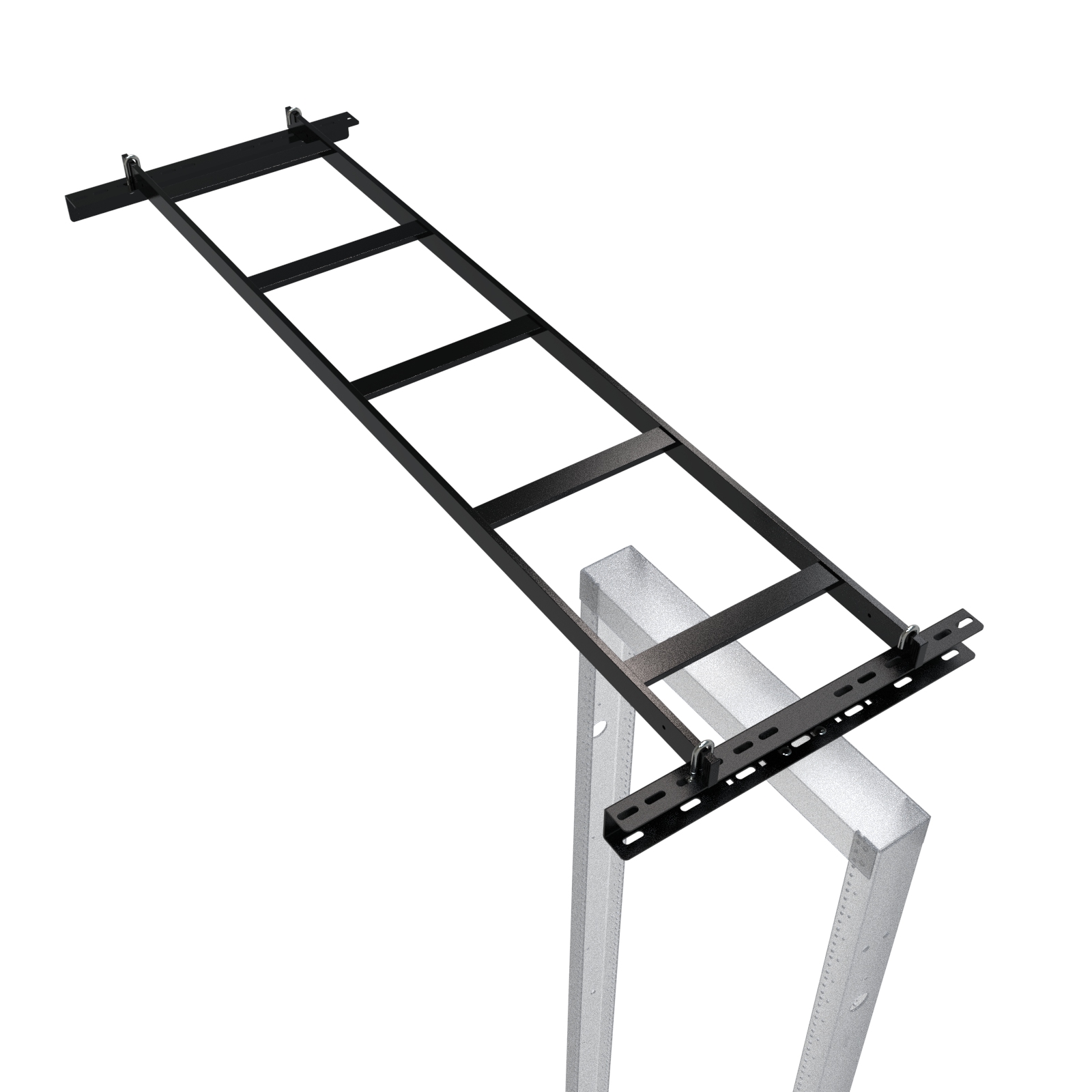 Hammond CL125RWKBK 12 in wide black steel 5 ft cable ladder rack-to-wall kit with rack adapter and wall angle support