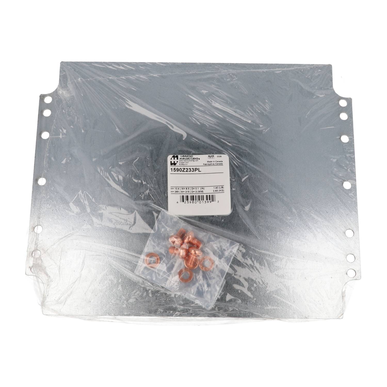 1590Z233PL steel inner mounting panel for 280 x 230 mm 1590Z233 enclosure