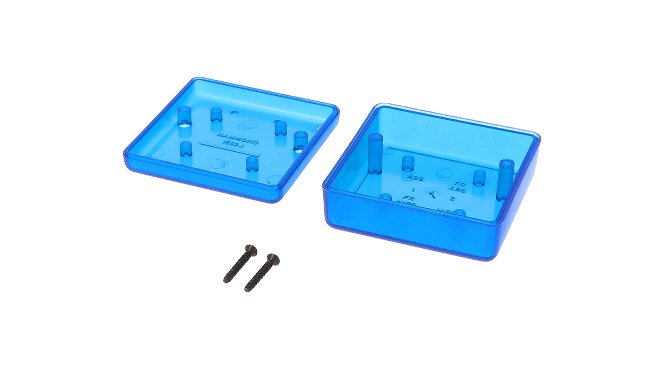 1593JTBU transparent blue square closed-end handheld enclosure