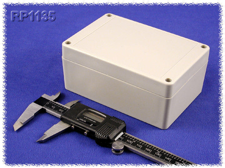 RP1135 light gray ABS water-tight enclosure with opaque lid, 125 x 85 x 55 mm