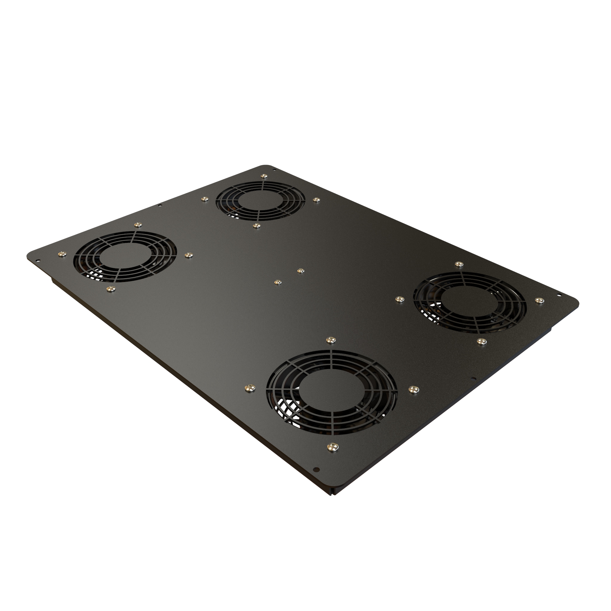 Hammond C2T1923F4TBK1 black steel rack cabinet fan top panel with four pre-wired 4.70 in fans and adjustable thermostat