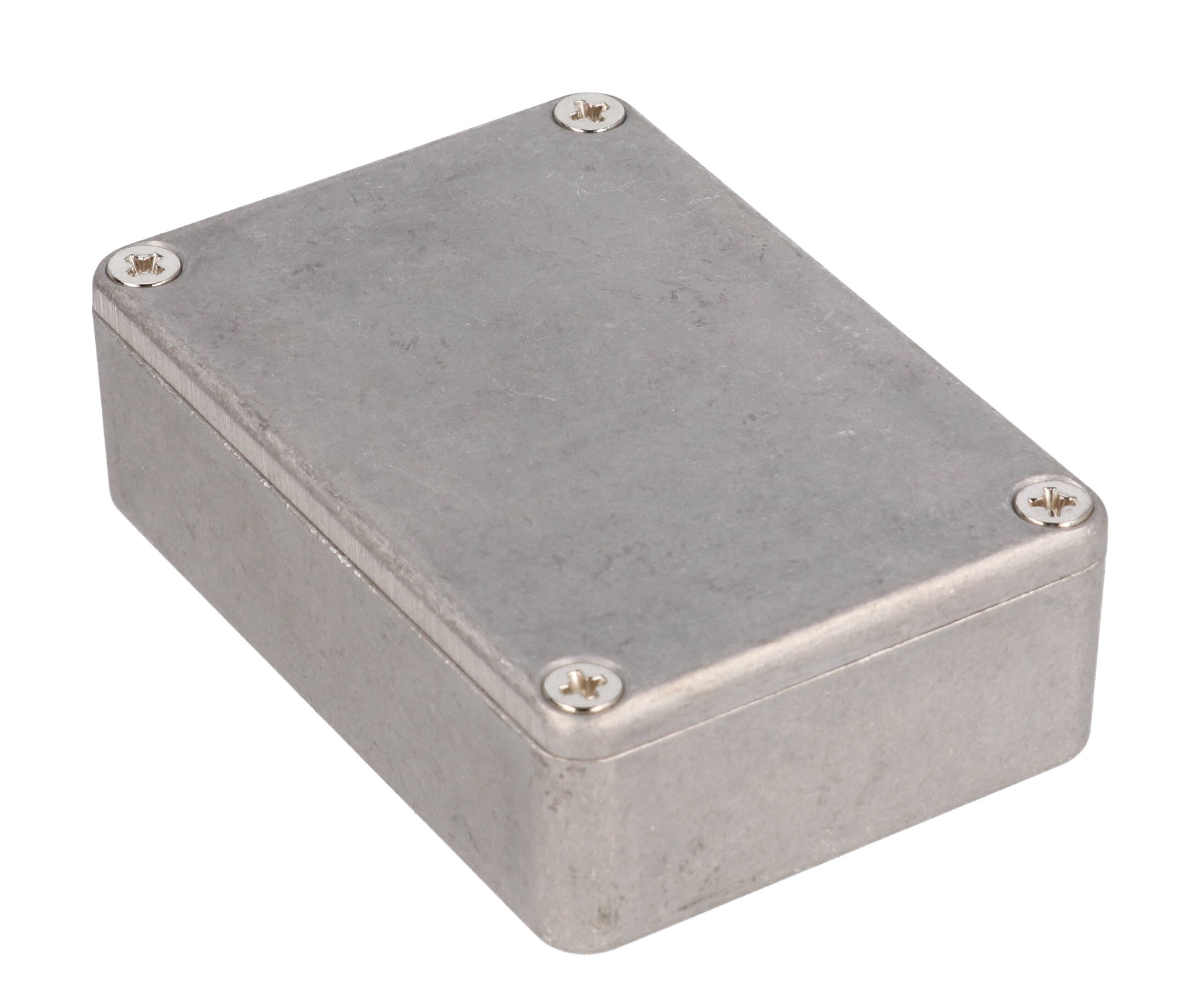 1550P natural diecast aluminum enclosure, 80 x 55 x 25 mm, with screw-down lid