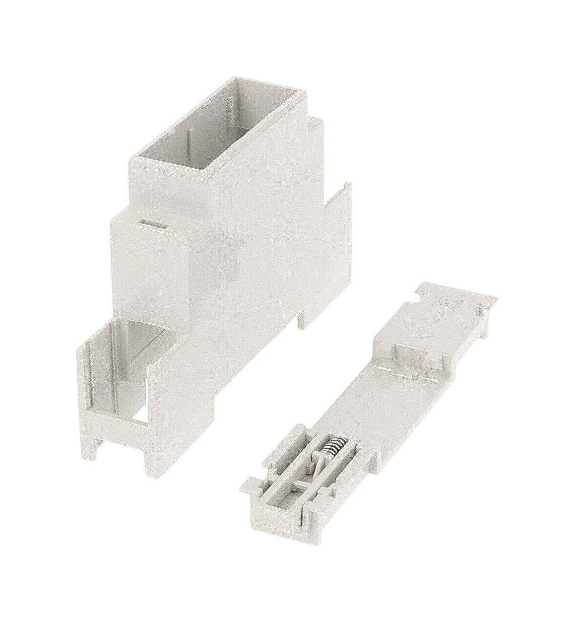 1597DIN1MH53 light grey DIN 1 open-top DIN rail enclosure with open terminals