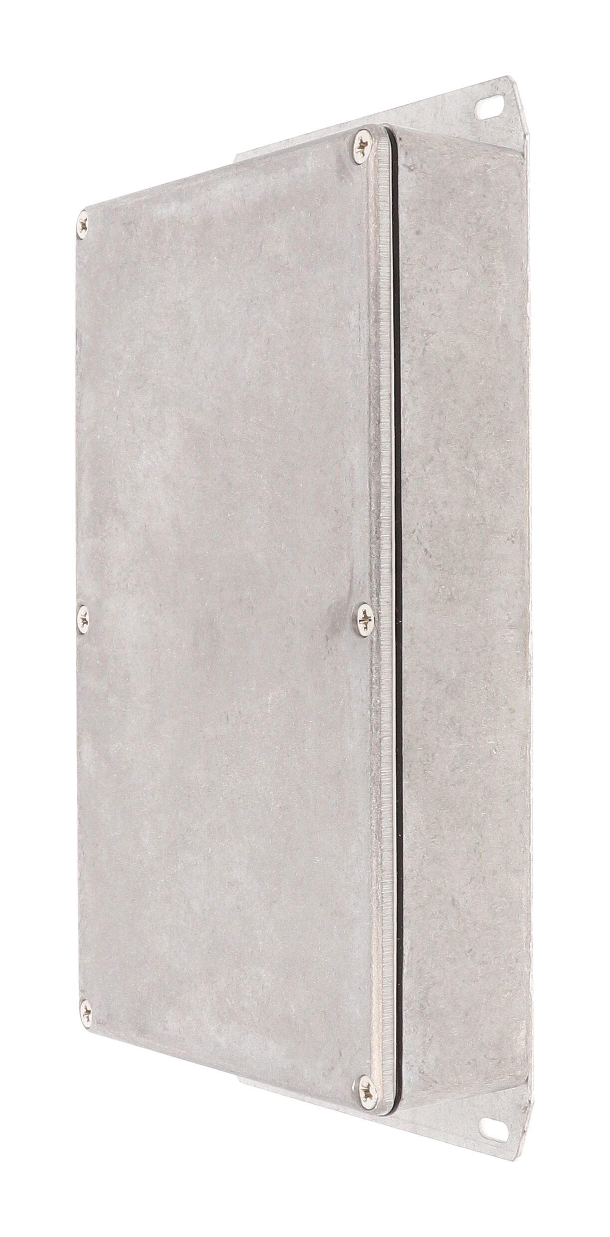1590WDDF natural aluminum watertight diecast aluminum enclosure, 188 mm x 120 mm x 37 mm, with flanged bottom plate