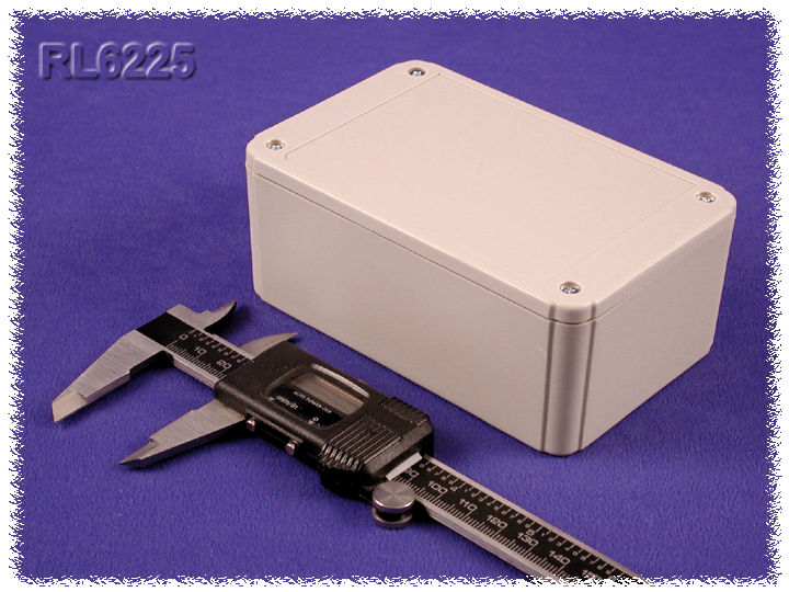 RL6225 light gray ABS plastic project enclosure, 125 x 80 x 50 mm, with shallow lid, no mounting flanges
