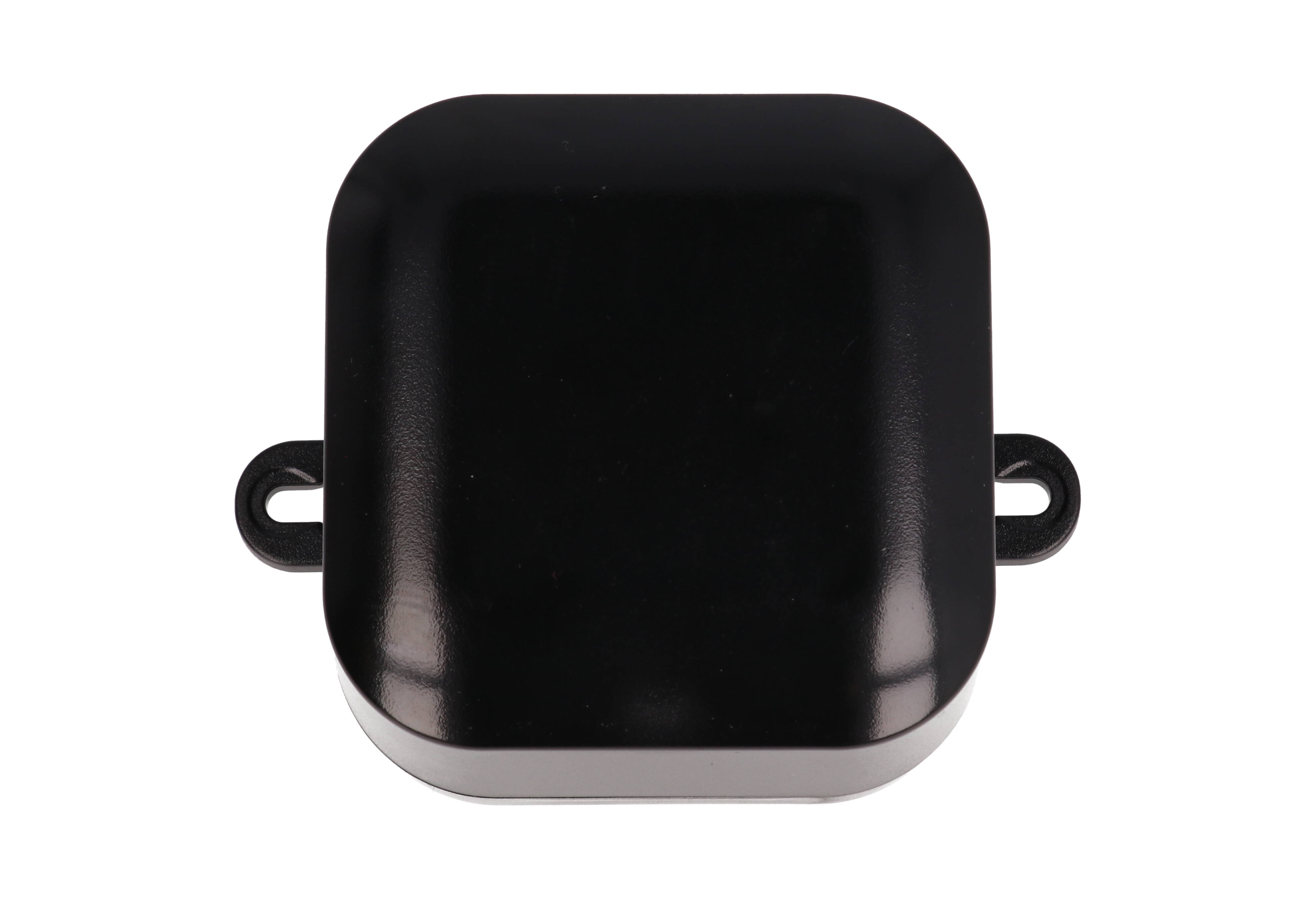1557BA2BK black polycarbonate watertight enclosure, 80 x 80 x 60 mm, gasketed lid