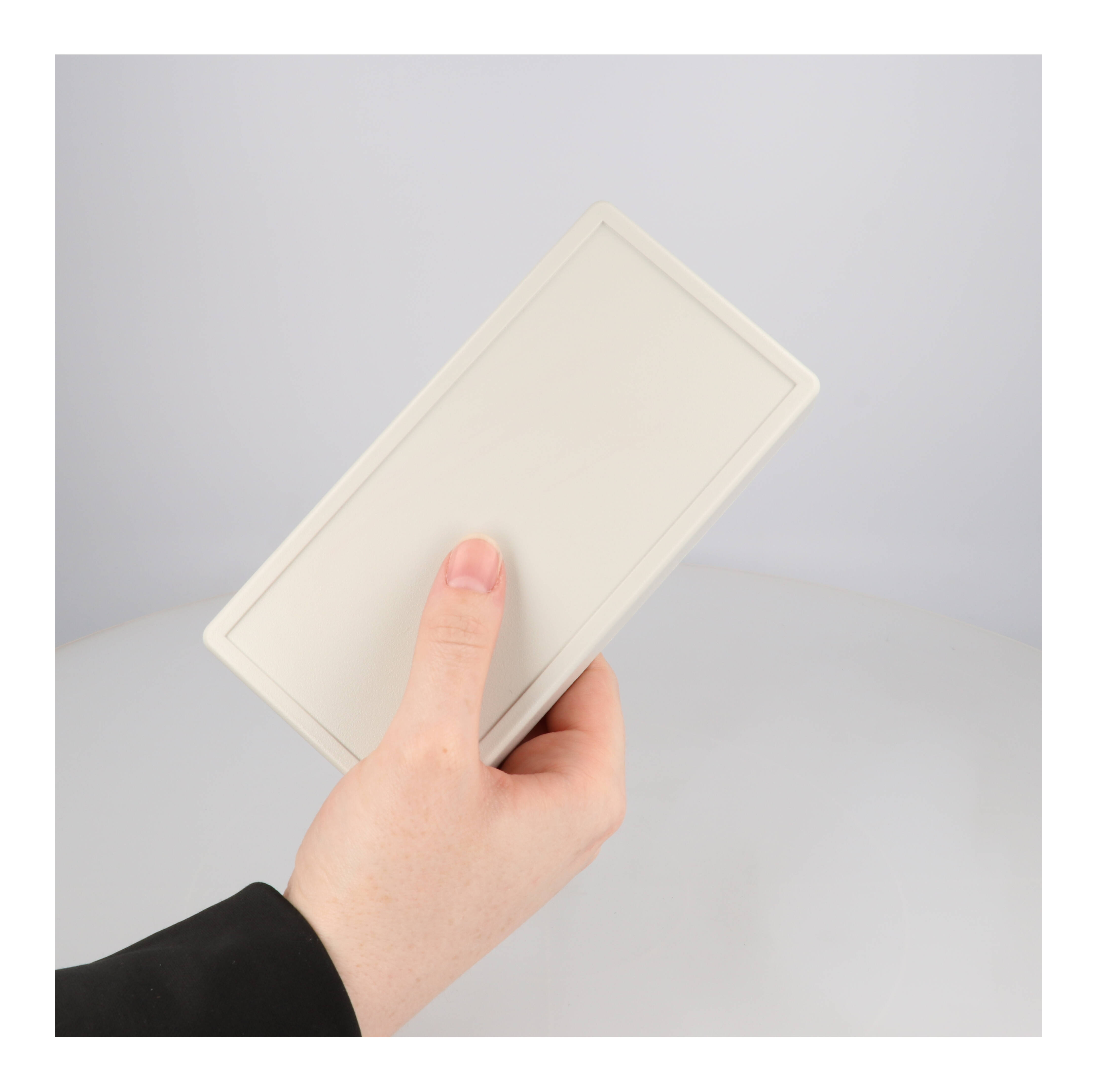 1599EGYBAT light grey flame retardant handheld enclosure with battery door