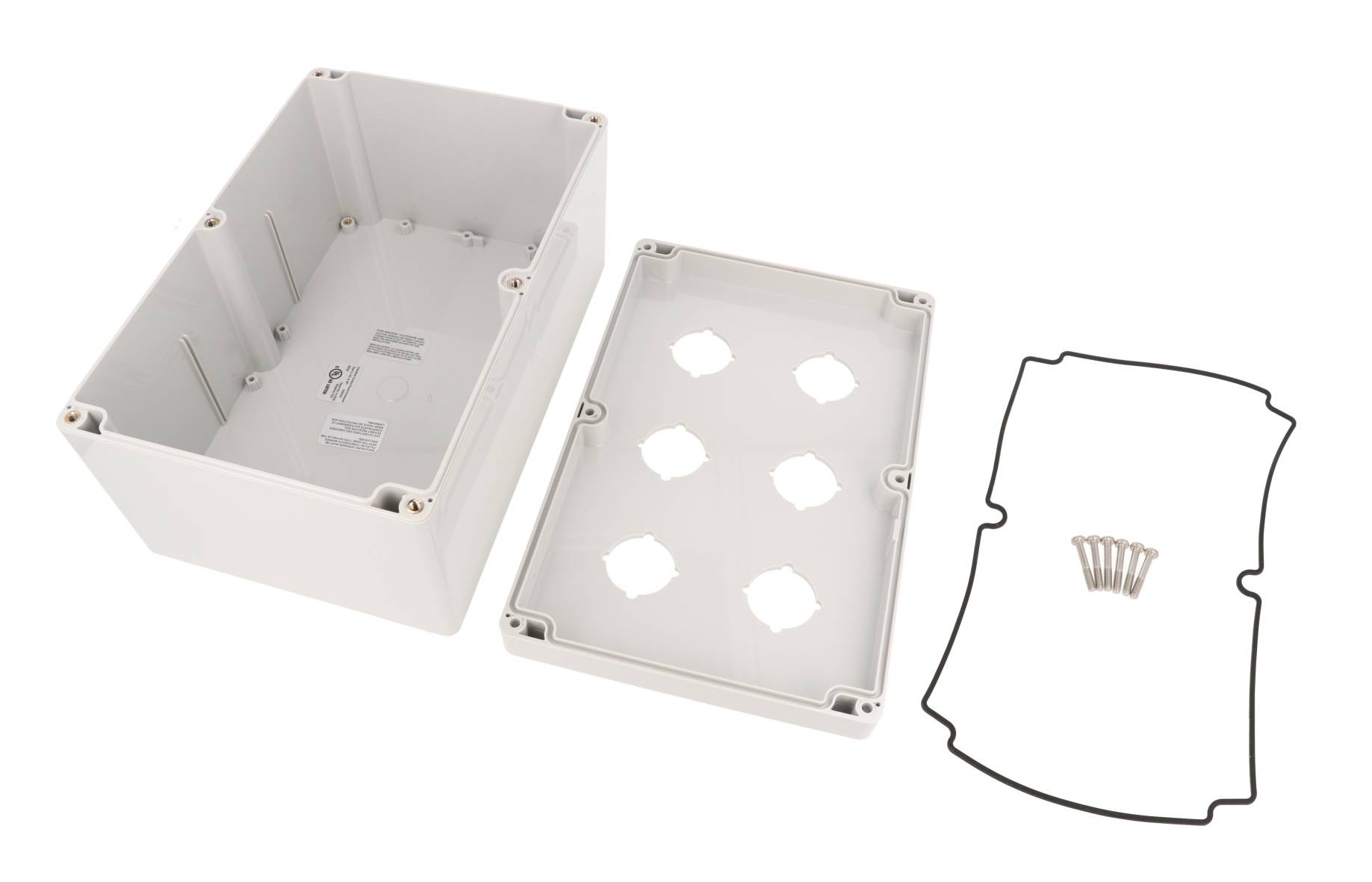 1554PB6B deep light gray polycarbonate six-hole 30.5mm pushbutton enclosure