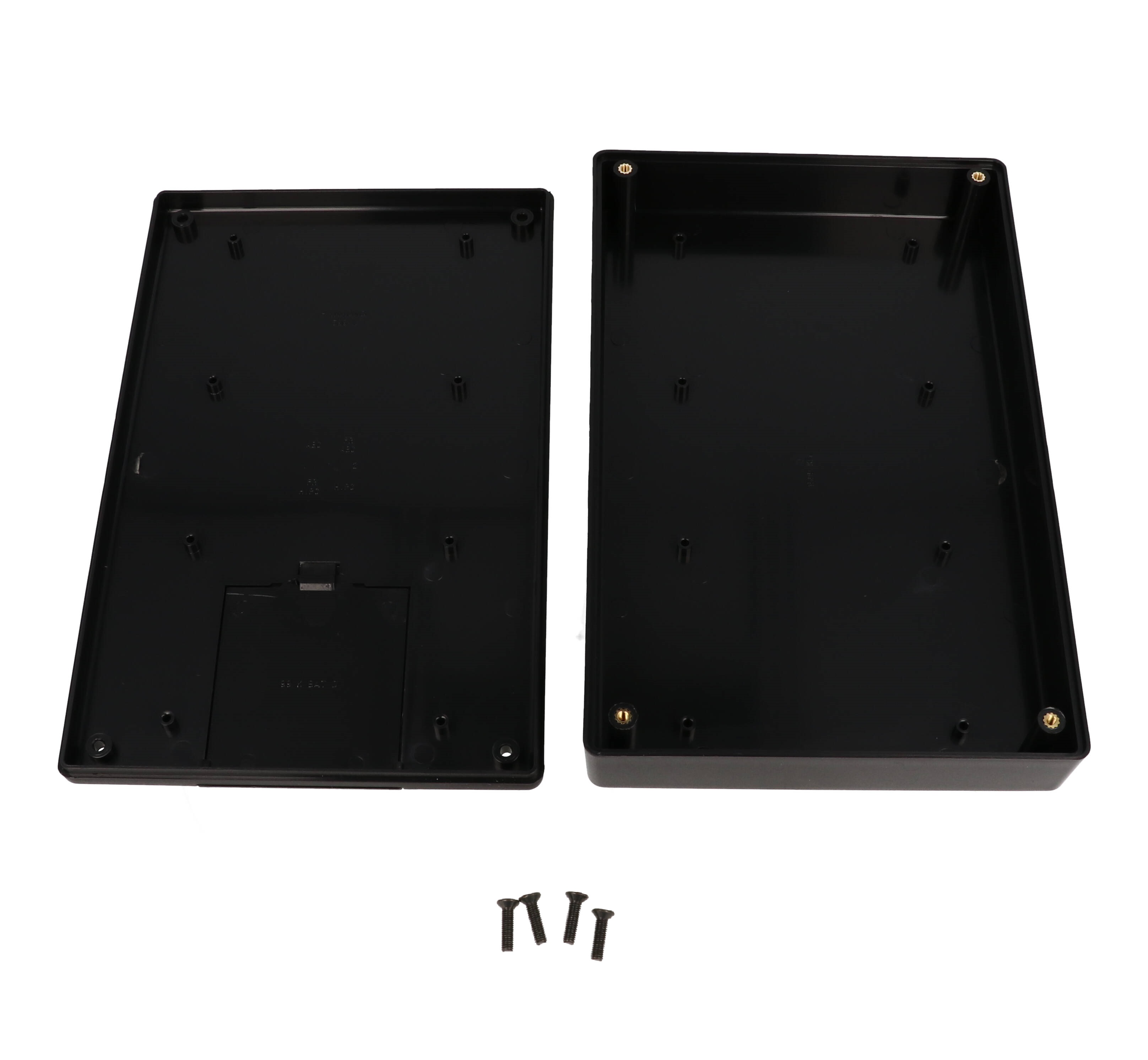1599KBKBAT black flame retardant handheld enclosure with battery door, 220 x 140 mm