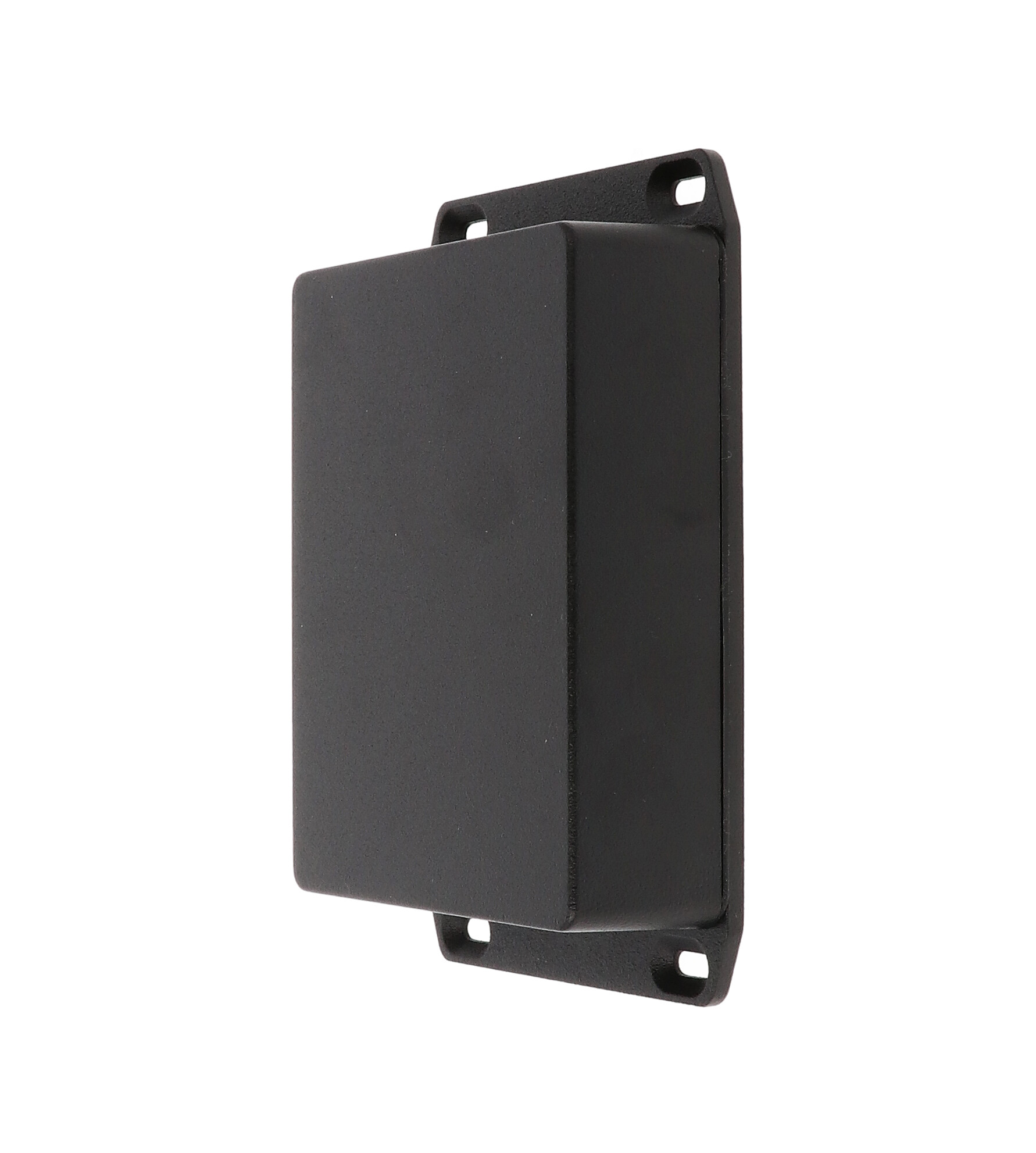1590WBB2FLBK black textured water-tight diecast aluminum enclosure with flanged mounting lid