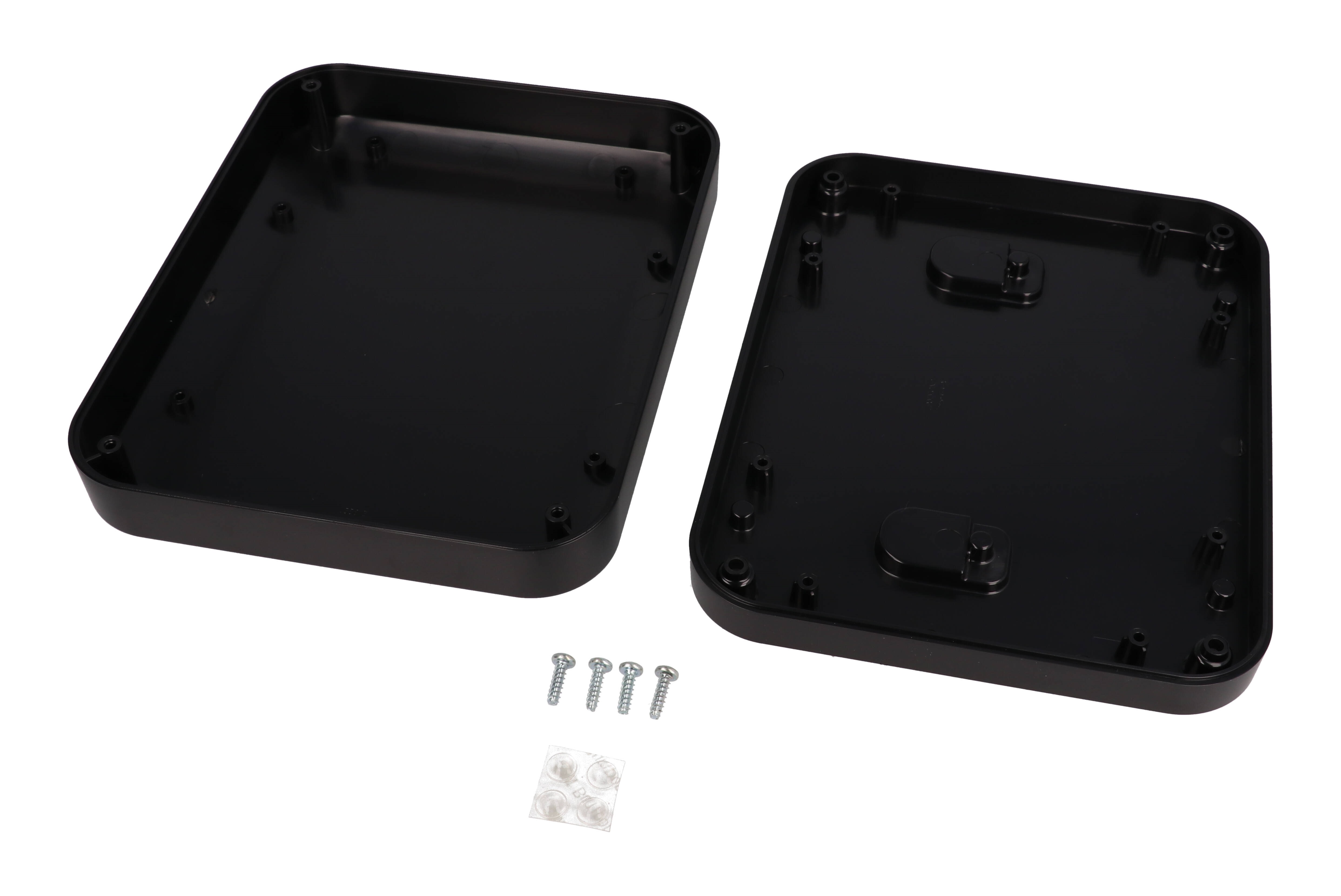 1556GBK black 200 x 160 x 45 mm ABS desktop and wall-mount enclosure with rounded corners