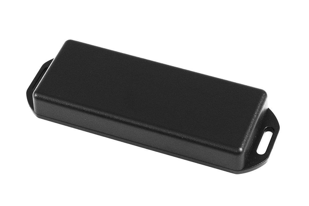 1551UUFLBK black ABS miniature enclosure, 100 x 40 x 15 mm, with flanged lid