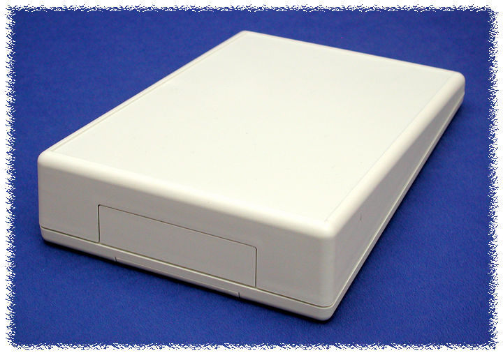 1599KTLGY light gray long-slope ABS sloping console enclosure, 140 x 220 mm