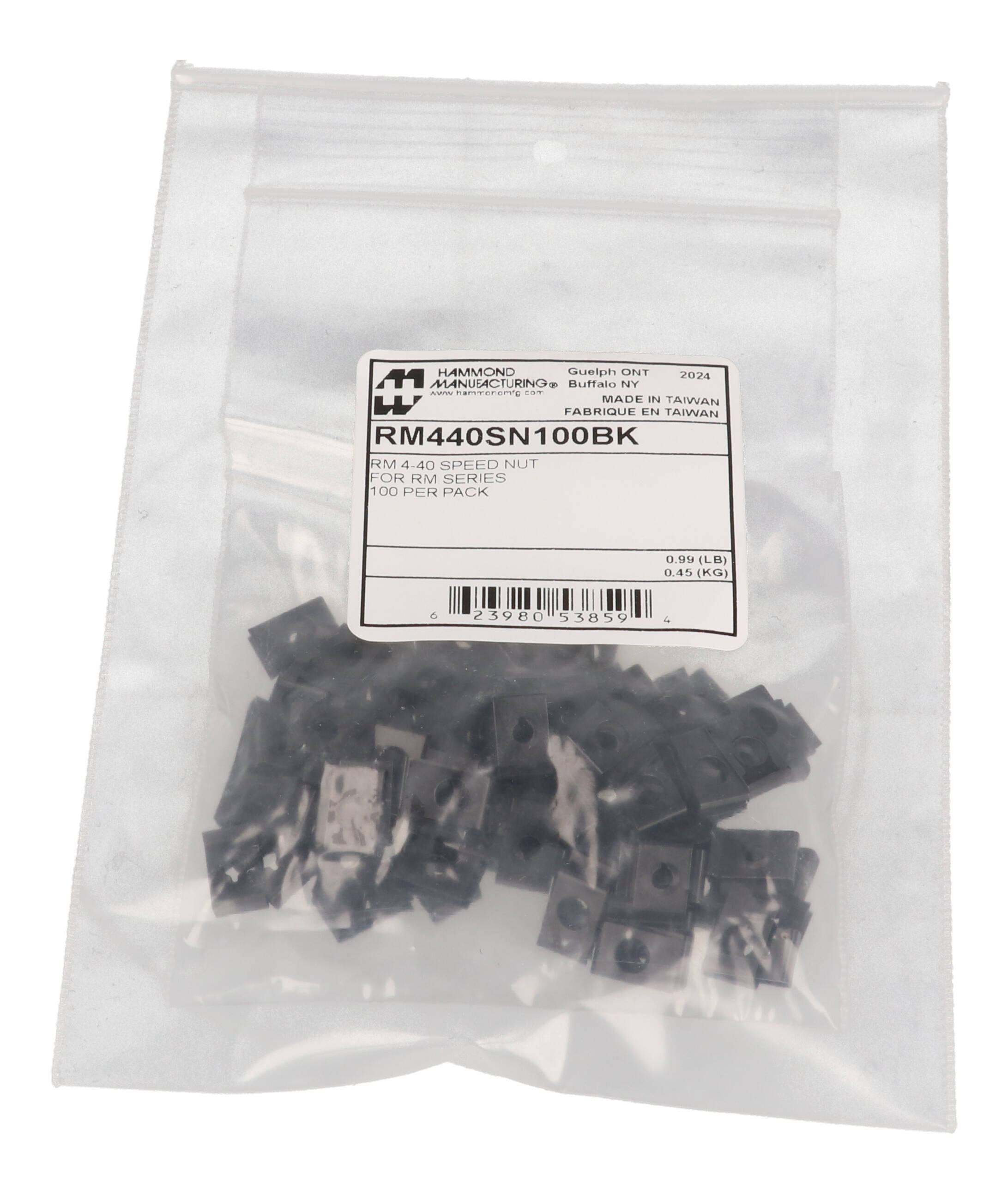 RM440SN100BK black steel #4-40 speed nuts, 100 pack