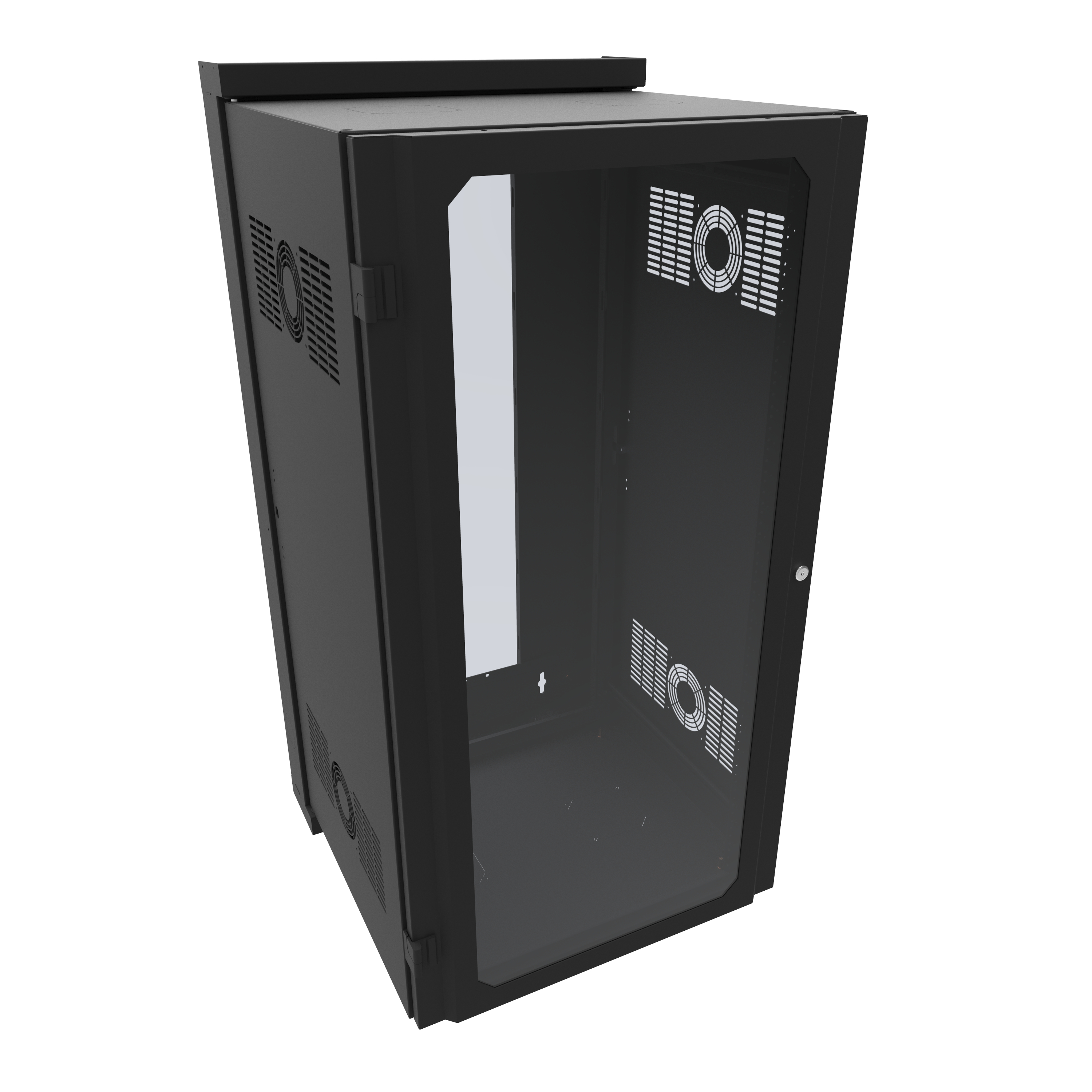 Hammond HWM2424U20WDBK 24U swing-out wall-mount rack cabinet in RAL9005 black with window front door