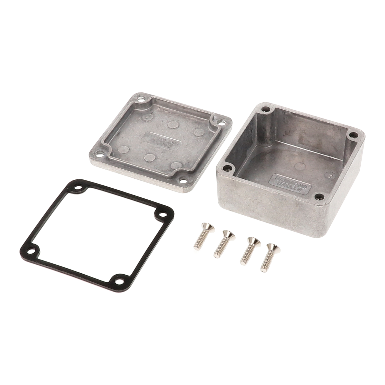 1590WLLB low-profile watertight diecast aluminum enclosure, 51 x 51 x 25 mm