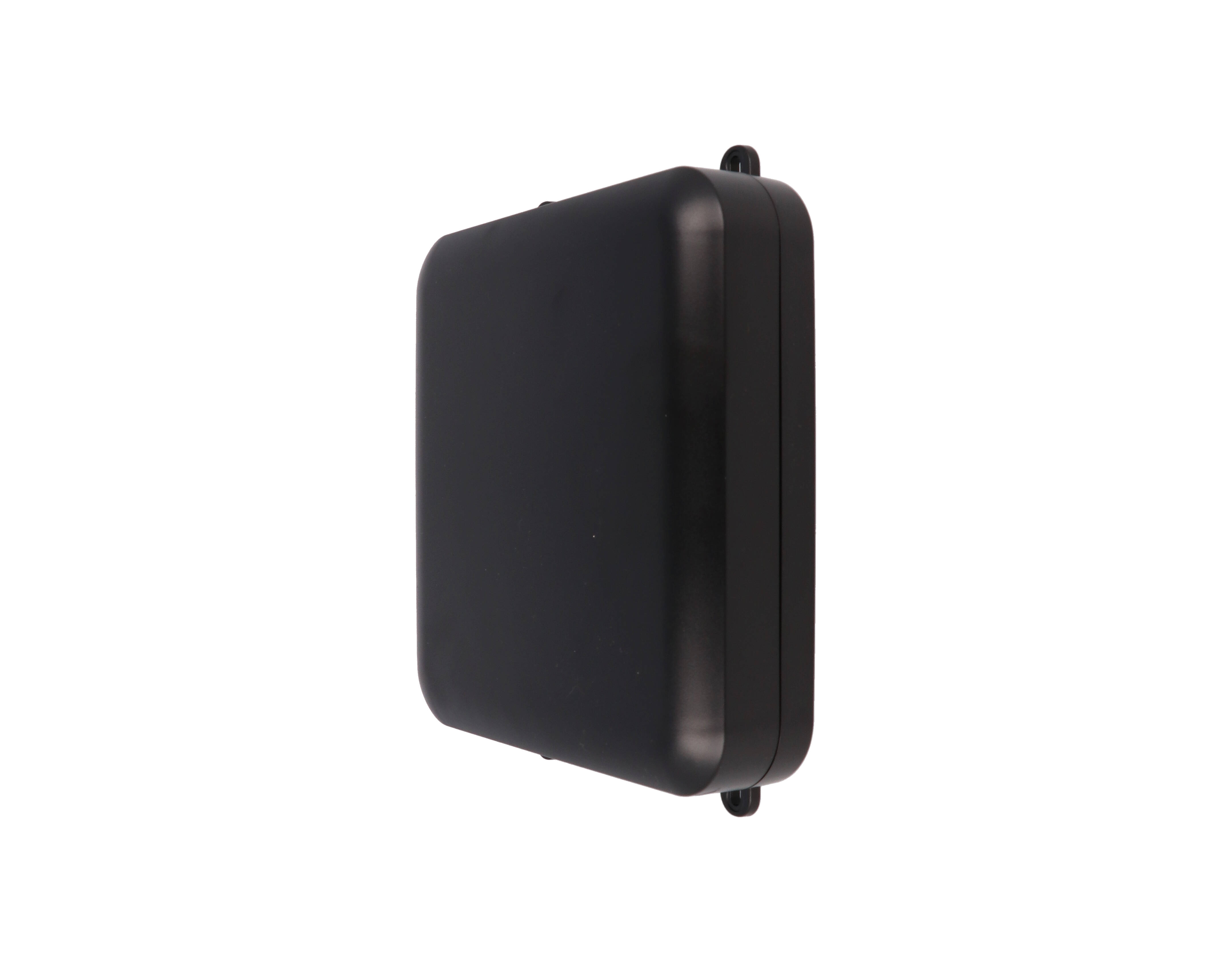 1557HBK black ABS low profile watertight enclosure, 200 x 200 x 45 mm