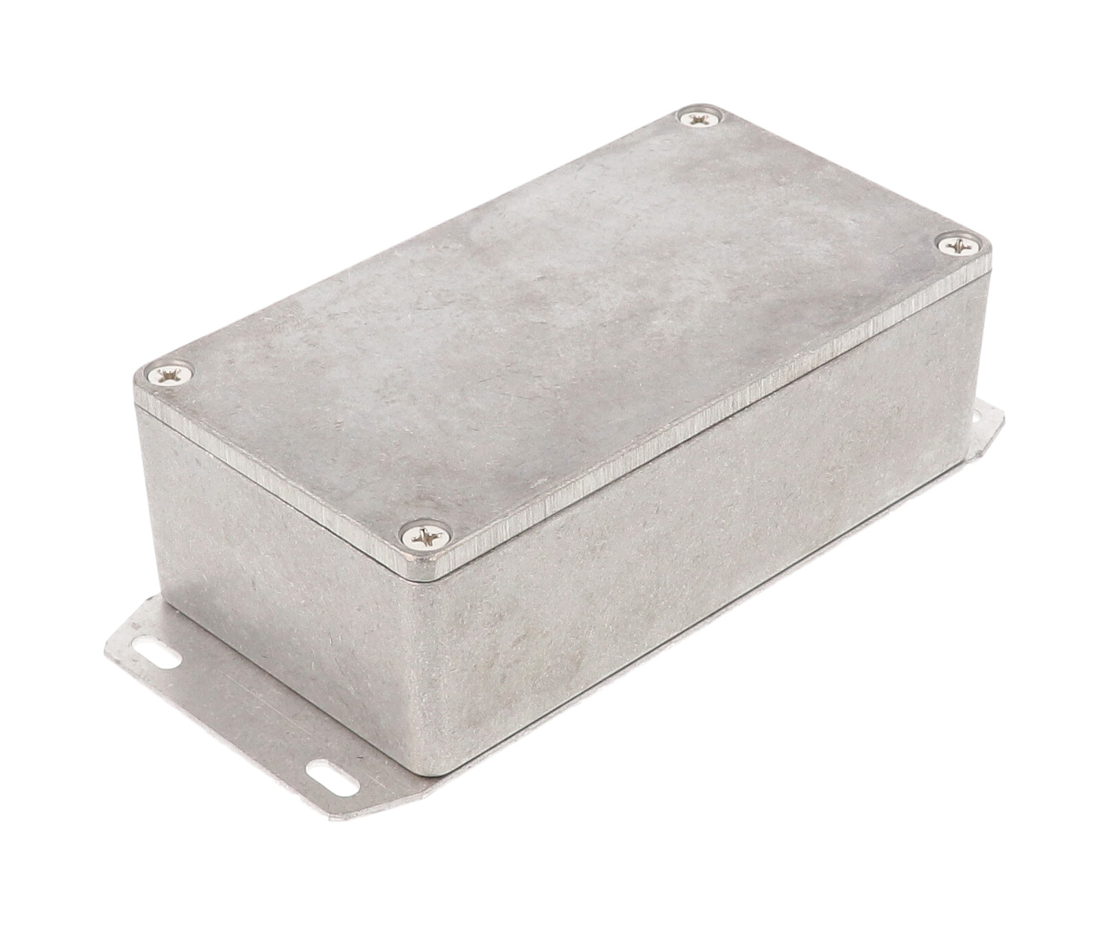 1590N1F natural diecast aluminum 121 x 66 x 40 mm enclosure with welded bottom mounting flange