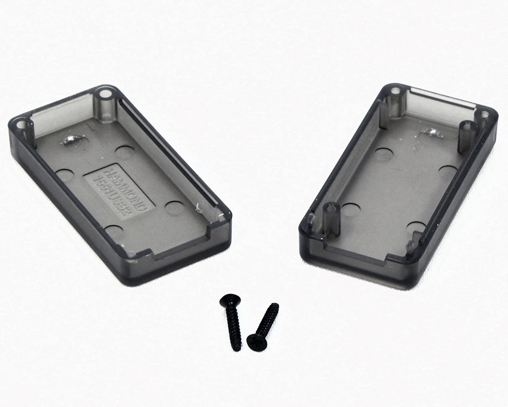 1551USB2TSK translucent smoke ABS plastic miniature USB enclosure, 50 x 25 mm, with USB-A opening and recessed lid