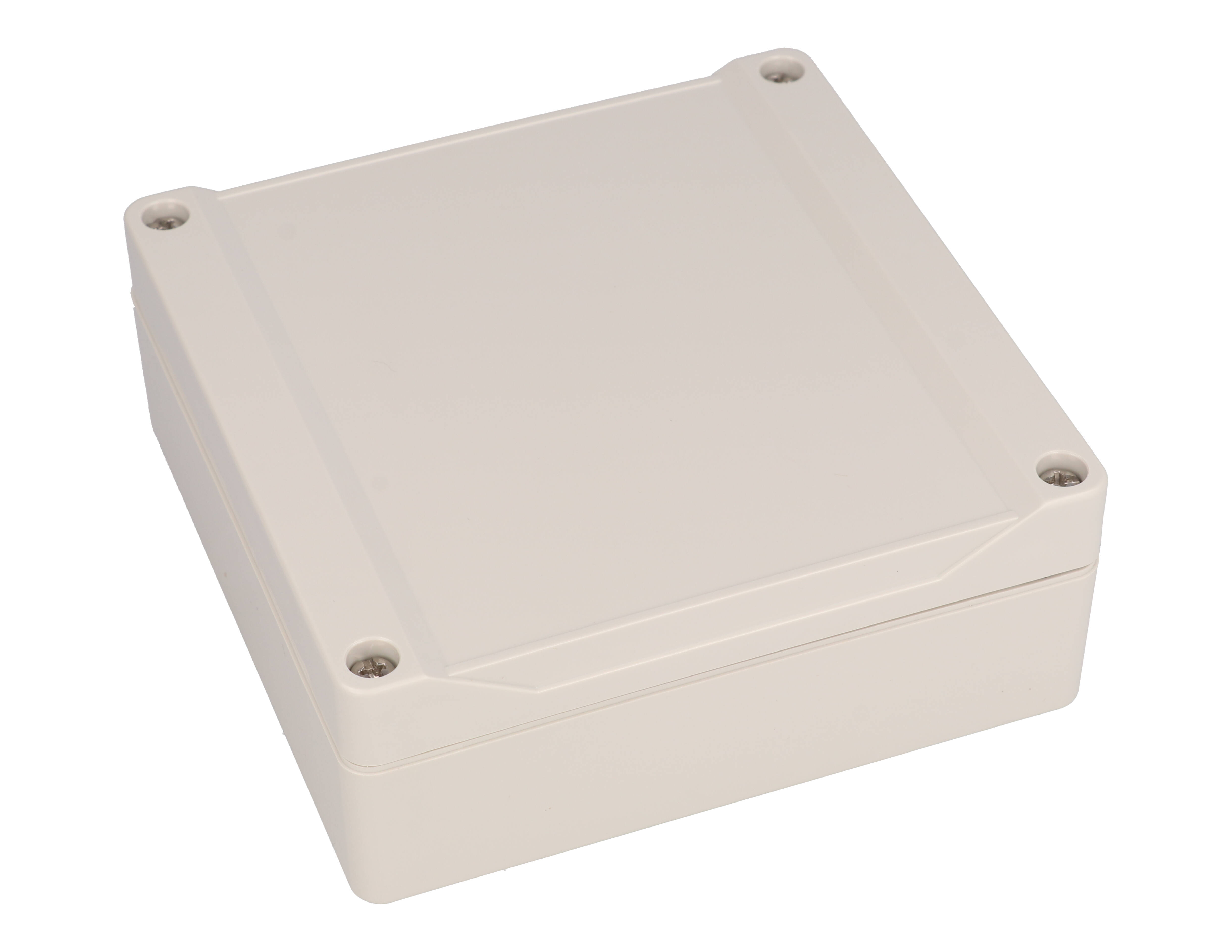 1555NLGY low-profile light gray ABS enclosure, 120 x 120 x 45 mm, with styled lid