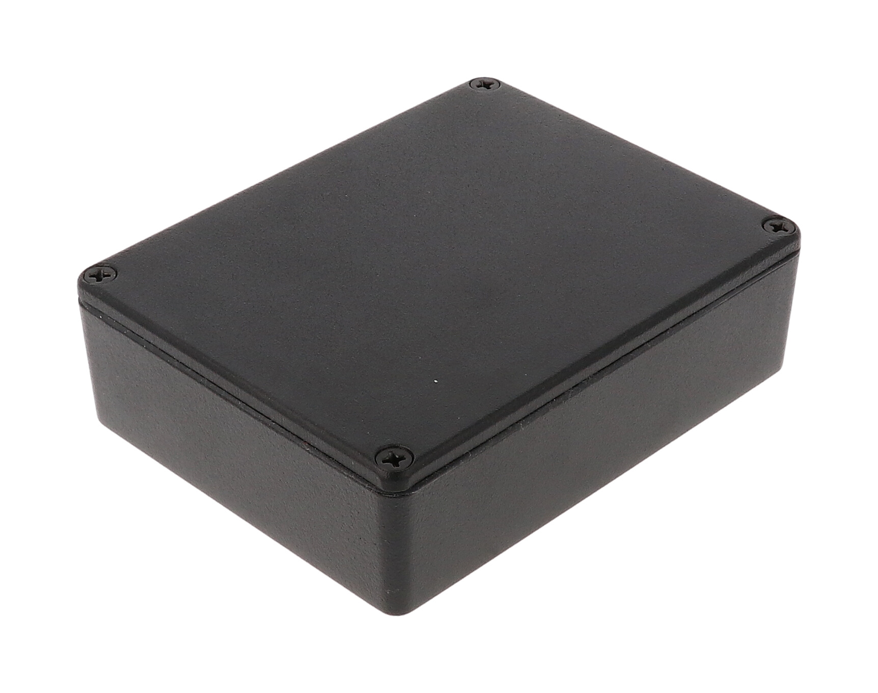 1590WBBBK black textured water-tight diecast aluminum enclosure without mounting flanges