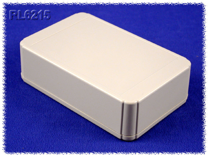 RL6175-F light gray ABS plastic project enclosure, 105 x 65 x 40 mm, with wall mounting flanges and shallow lid — view 2