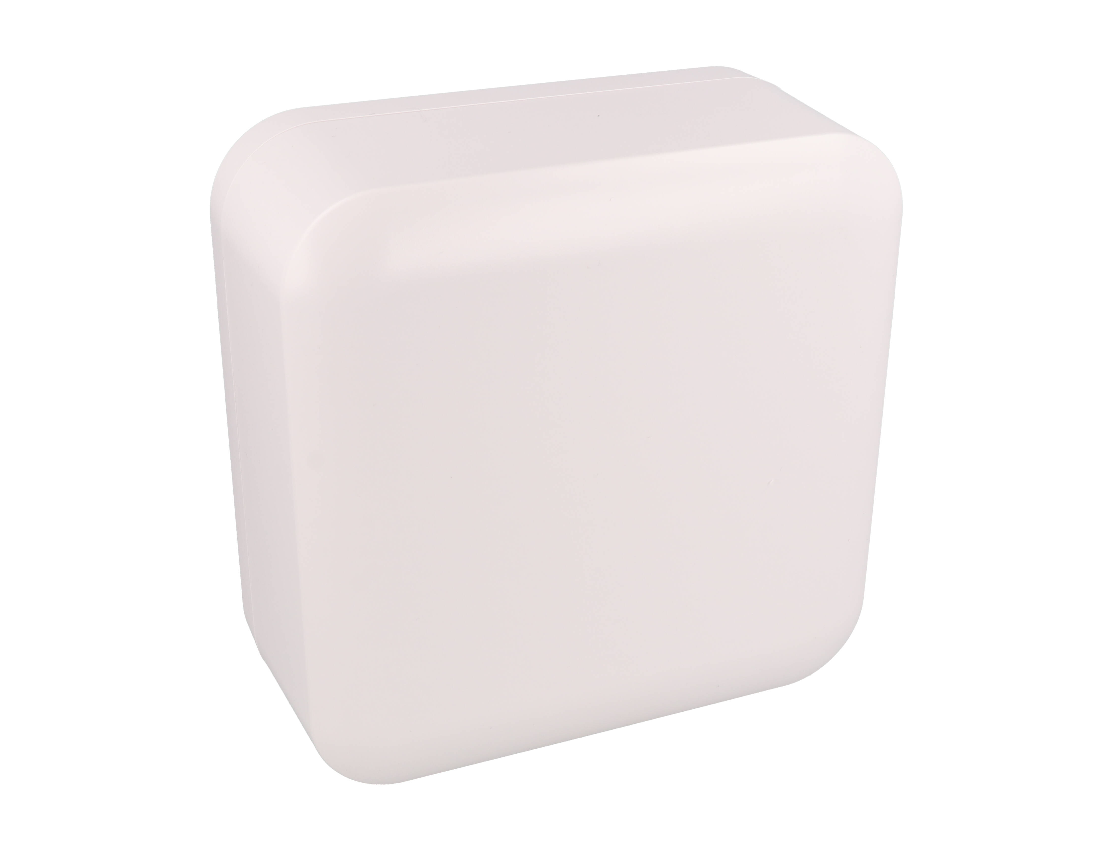 1556FAWH white 160 x 160 x 70 mm ABS desktop and wall-mount enclosure with rounded corners