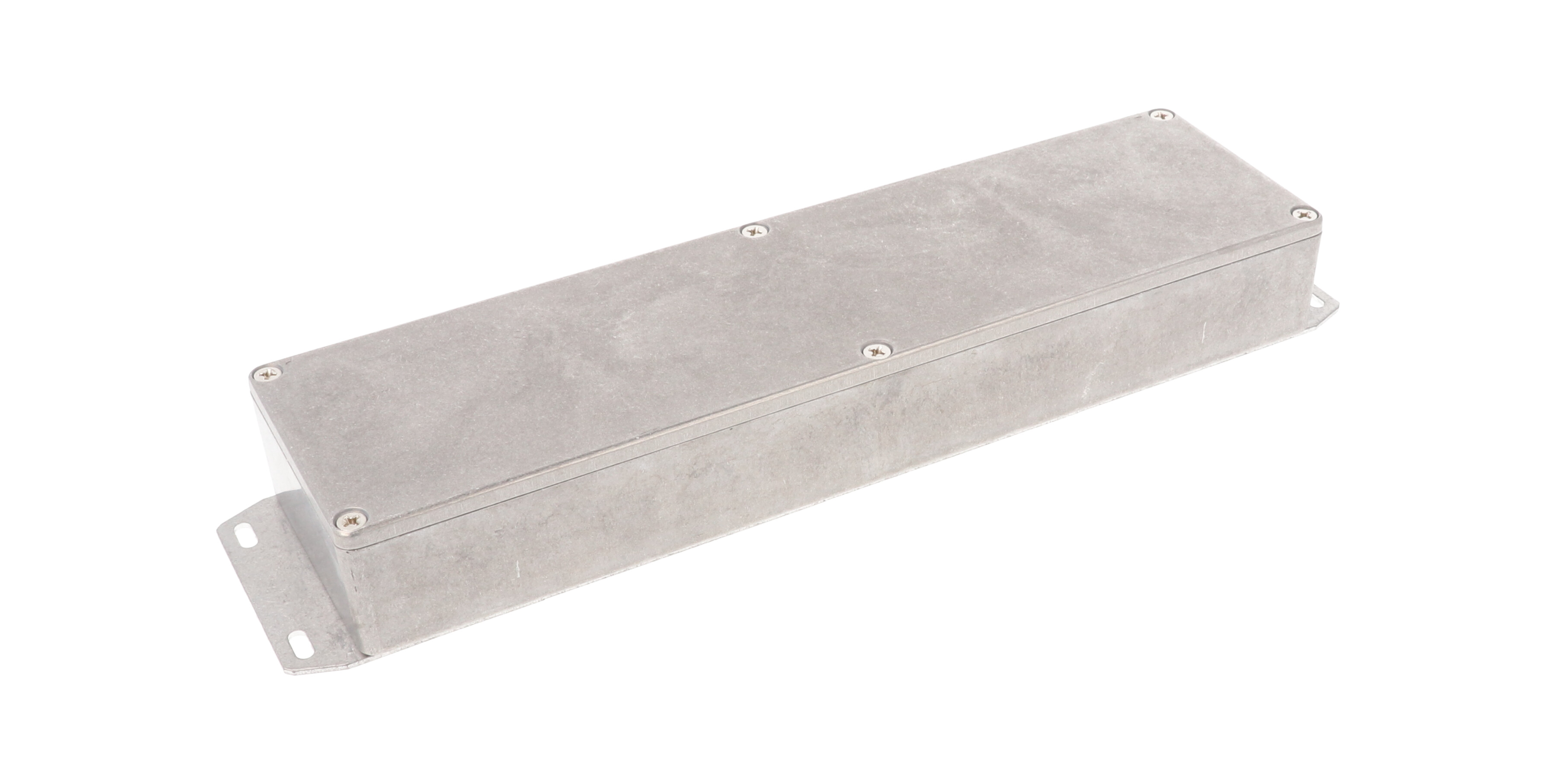 1590BX2F long slim natural diecast aluminum enclosure with flanged bottom plate