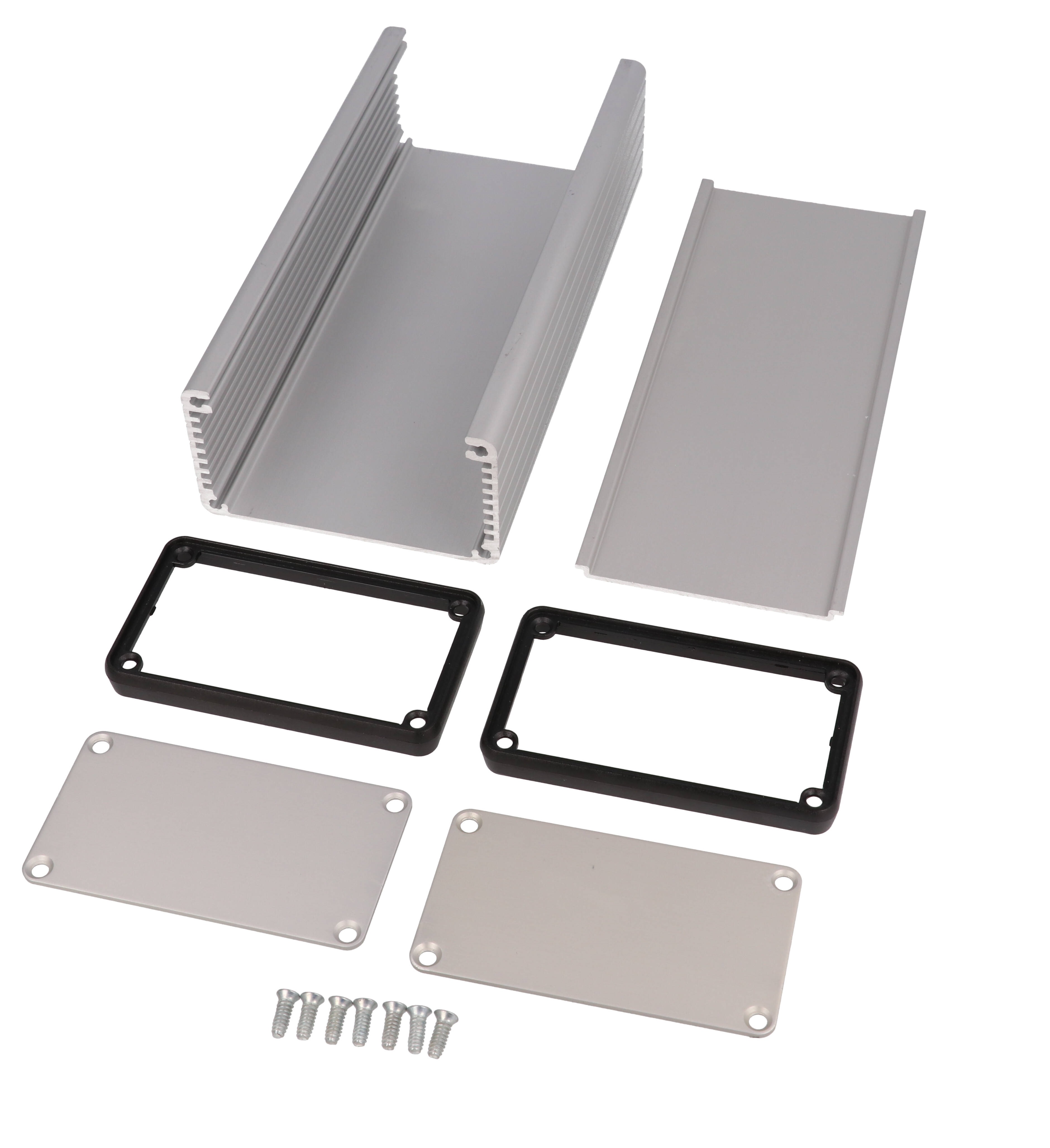 1455K1601 clear anodized 160 x 78 x 43 mm extruded aluminum enclosure with metal end panels