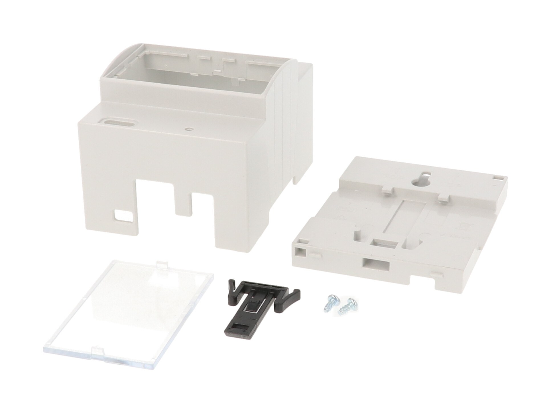 1597KIT4MCBB light grey DIN4 rail enclosure kit with clear cover plate for the Beaglebone Black