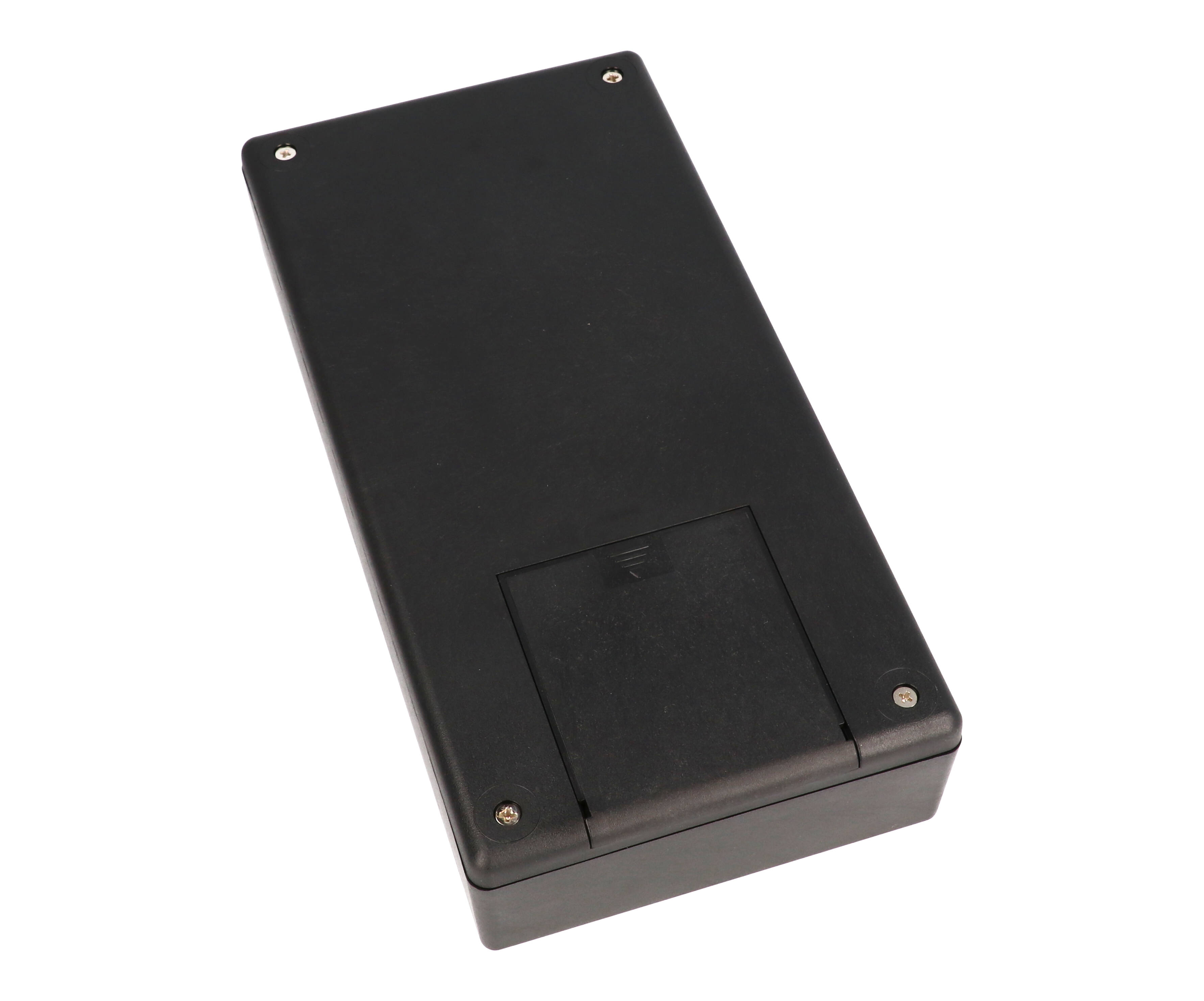 1599RFIHBKBAT black EMI/RFI shielded handheld enclosure with battery door, 220 x 110 mm