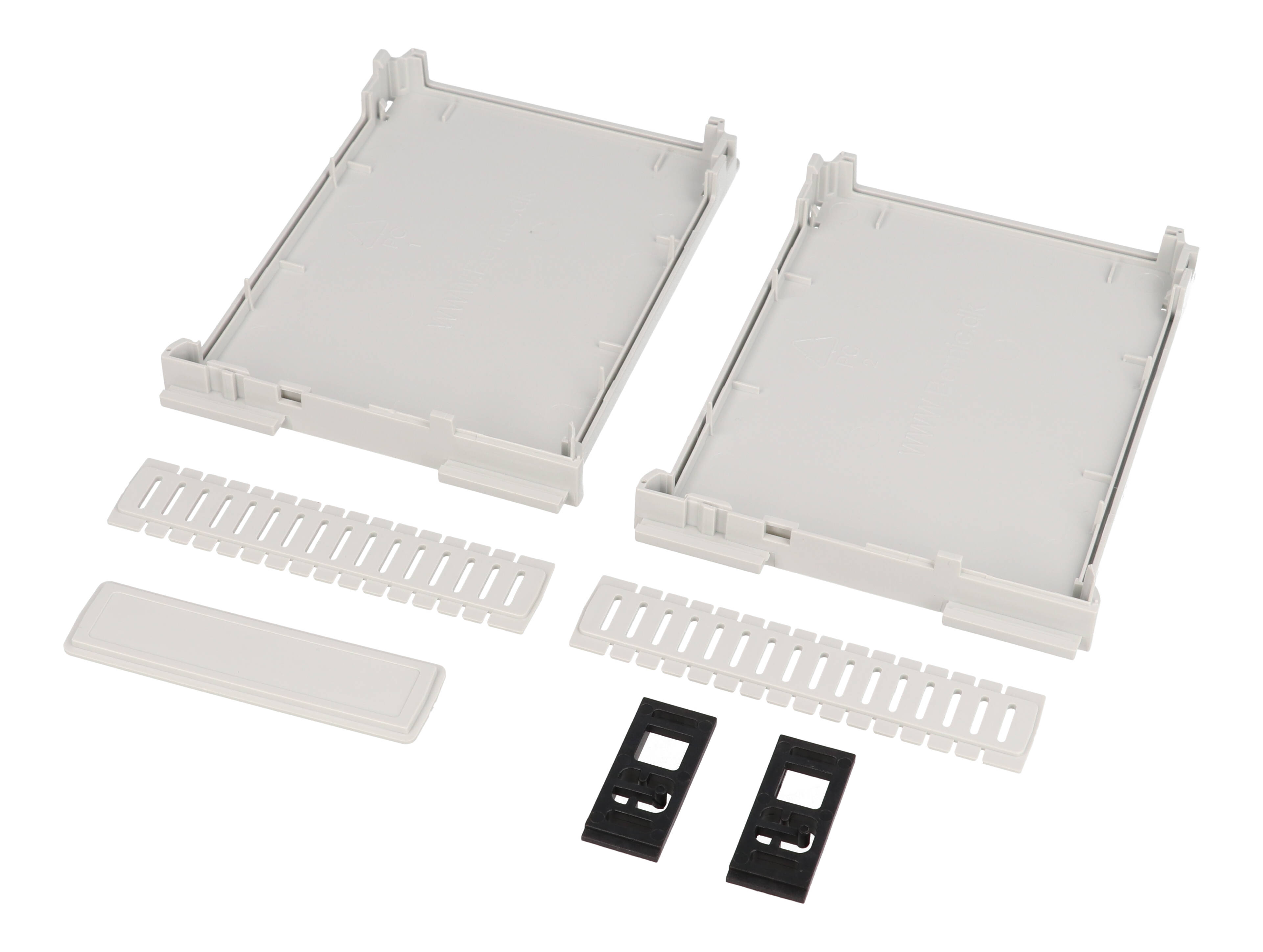 1597DINM22GY slim gray DIN rail control box, 90 x 22.5 x 118 mm