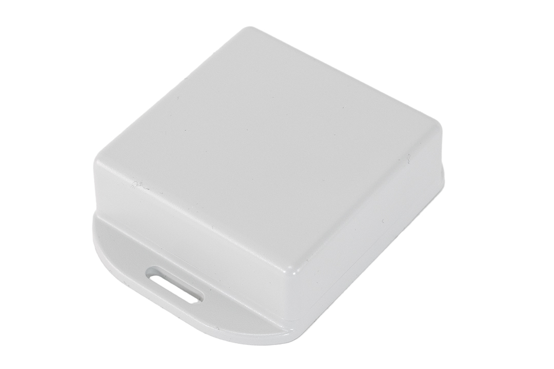 1551WTFLGY light gray 60 x 60 x 22 mm watertight polycarbonate enclosure with integrated mounting flanges