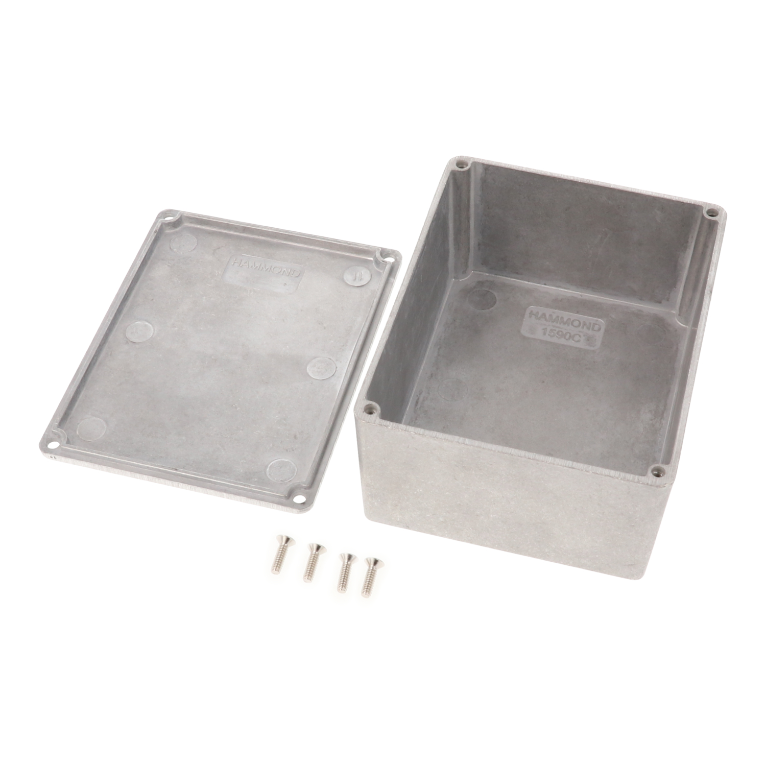 1590C natural diecast aluminum enclosure, 119 x 94 x 56 mm, without mounting flanges